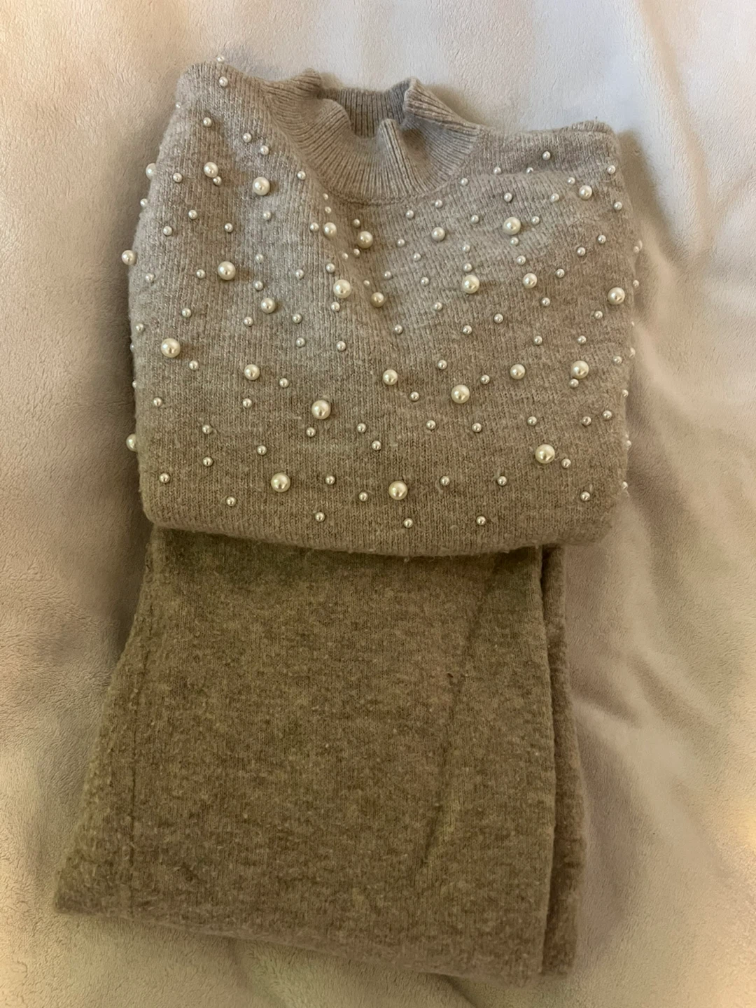 Zara Kids Pearl Embellished Sweater and Pants Set