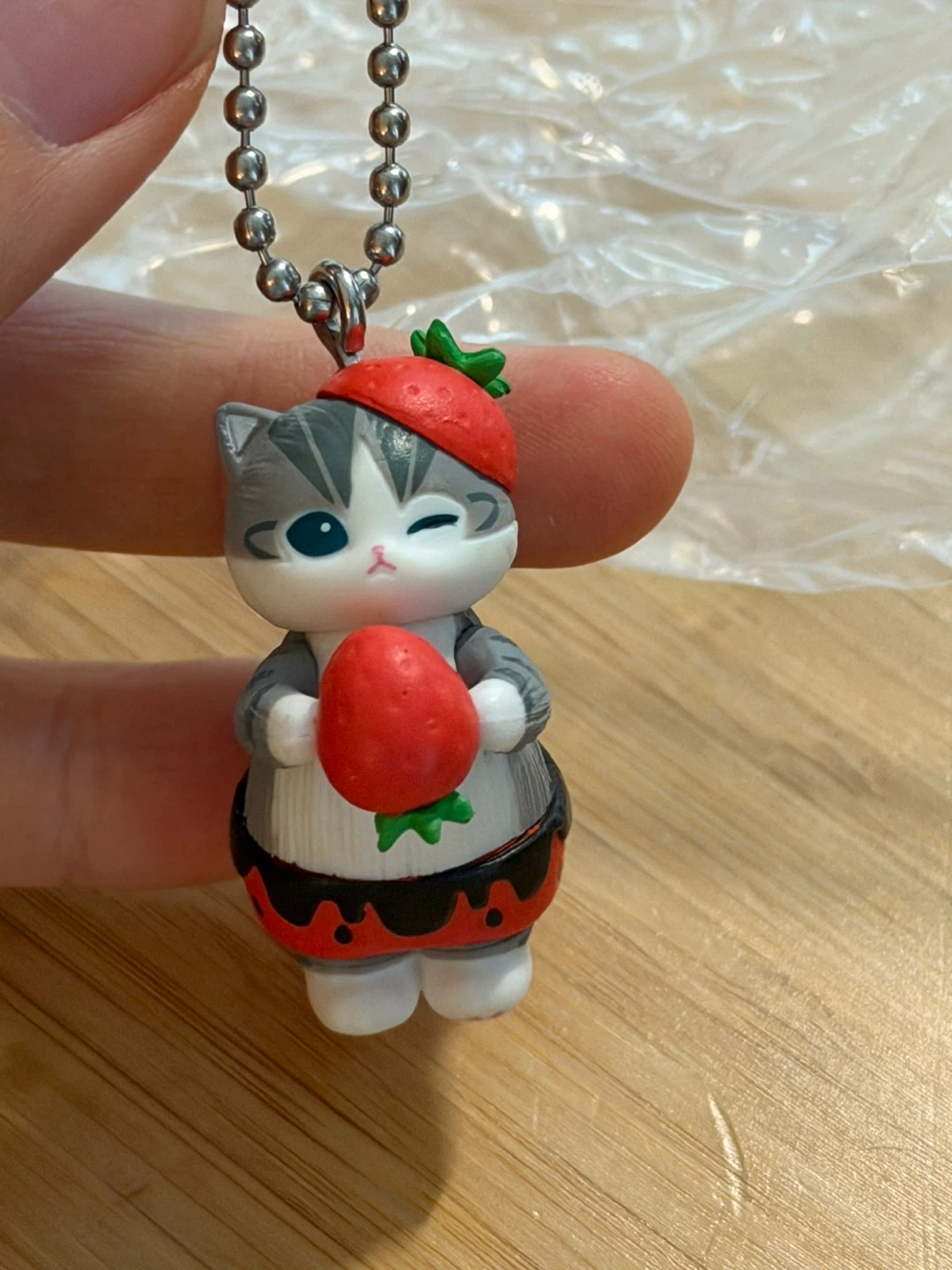 mofusand Cat Strawberry Keychain Charm