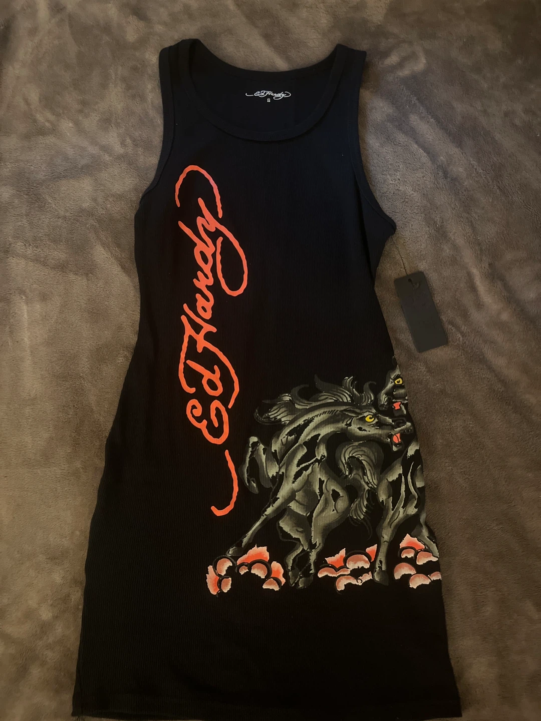 Ed Hardy Black Ribbed Tank Dress size small - photo 2