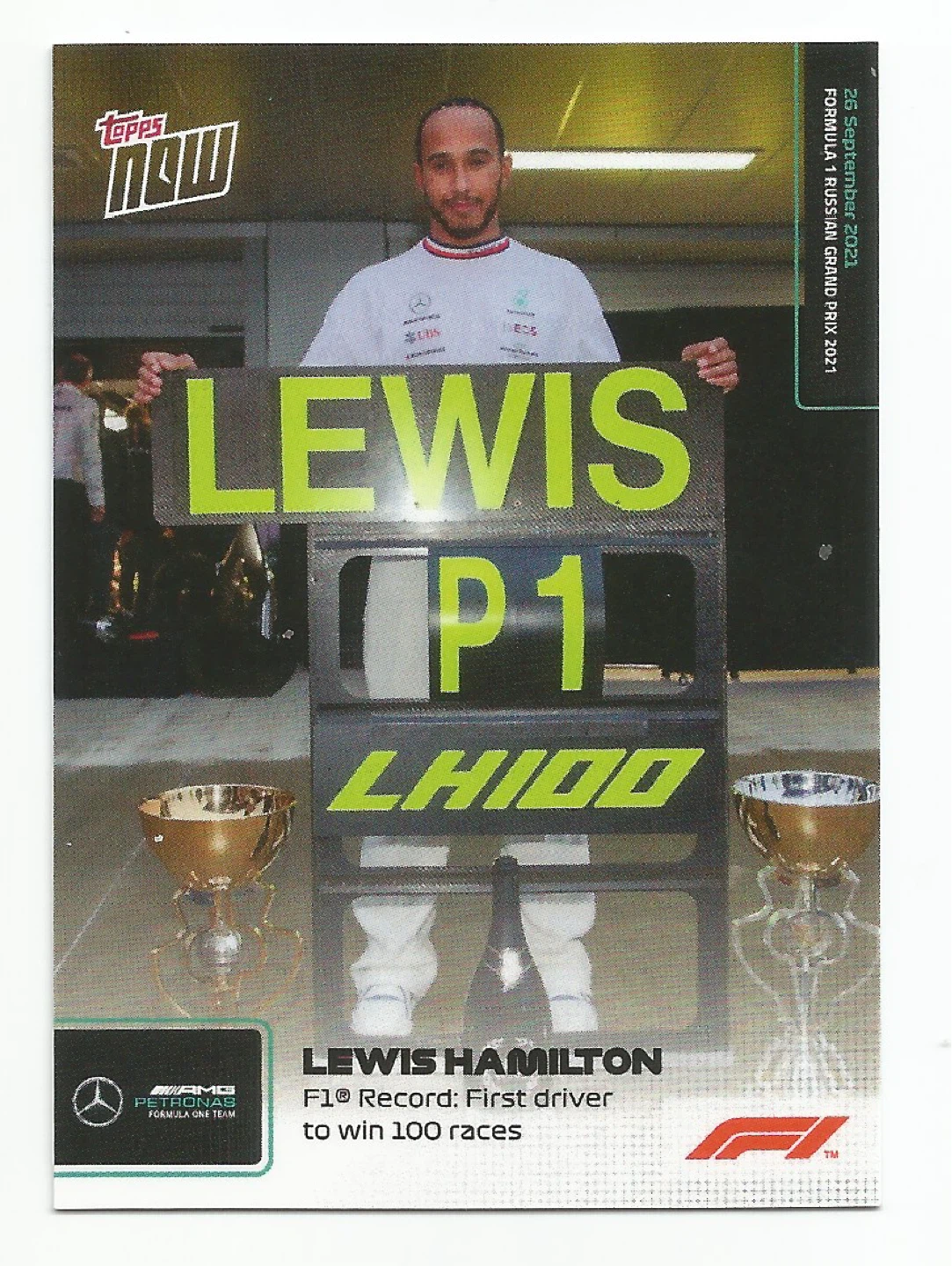 2021 Topps Now Formula 1 LEWIS HAMILTON 100th Grand Prix Win