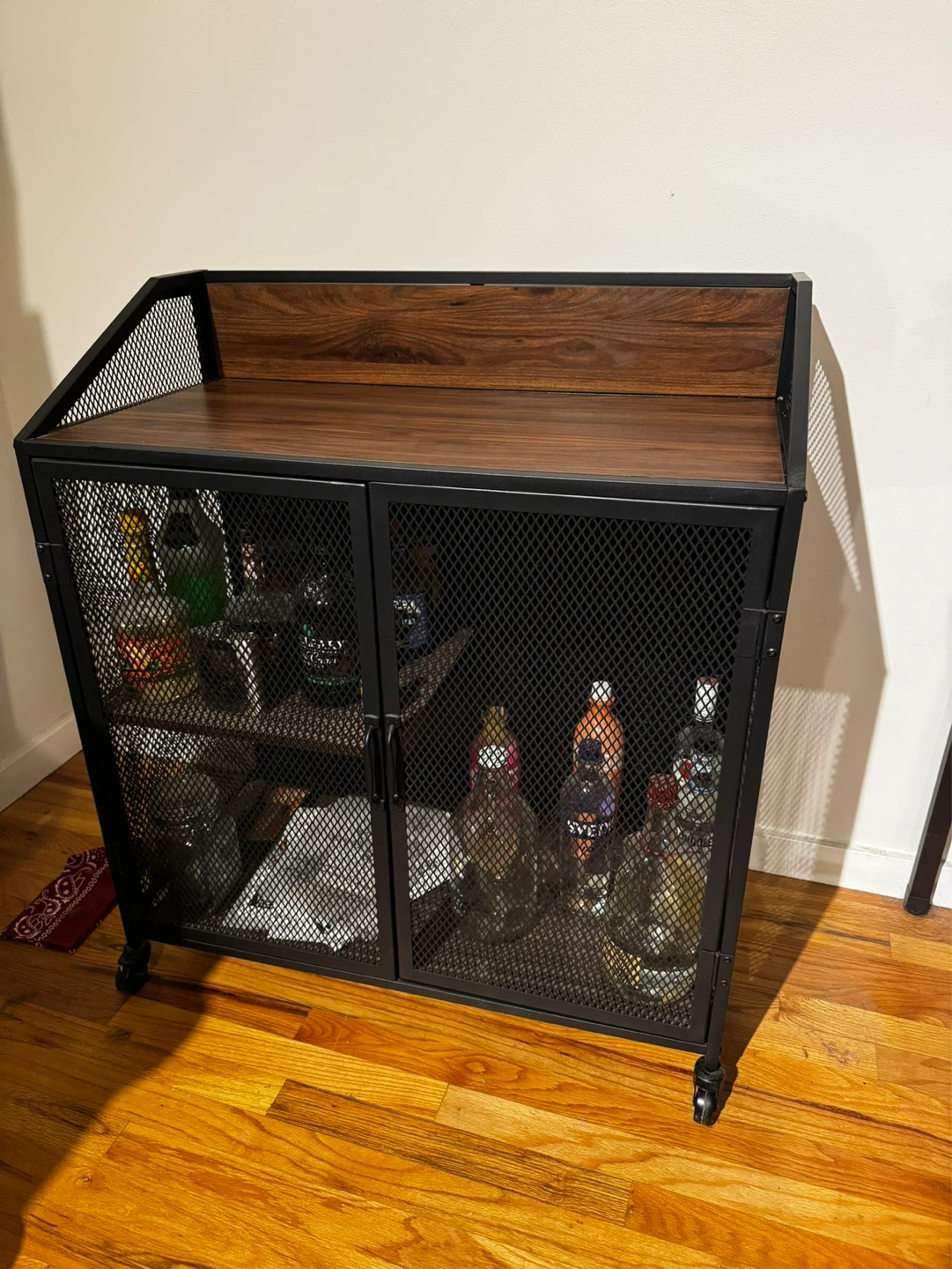 Industrial Bar Cabinet with Wheels - photo 2