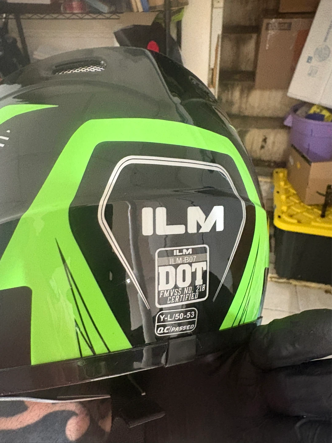 ILM Motorcycle Helmet B07 Green w/ Goggles & Gloves - photo 4
