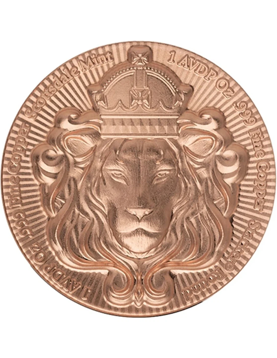Scottsdale Mint 1 AVDP oz Fine Copper Lion Round - photo 2