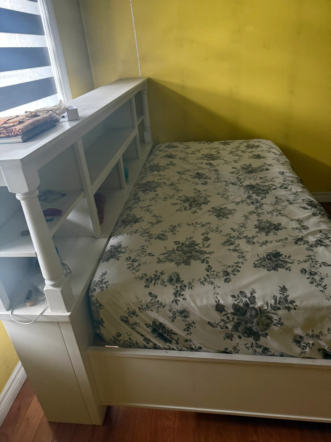 Bed Frame n mattress with Storage Drawers and Headboard Shelves - photo 3
