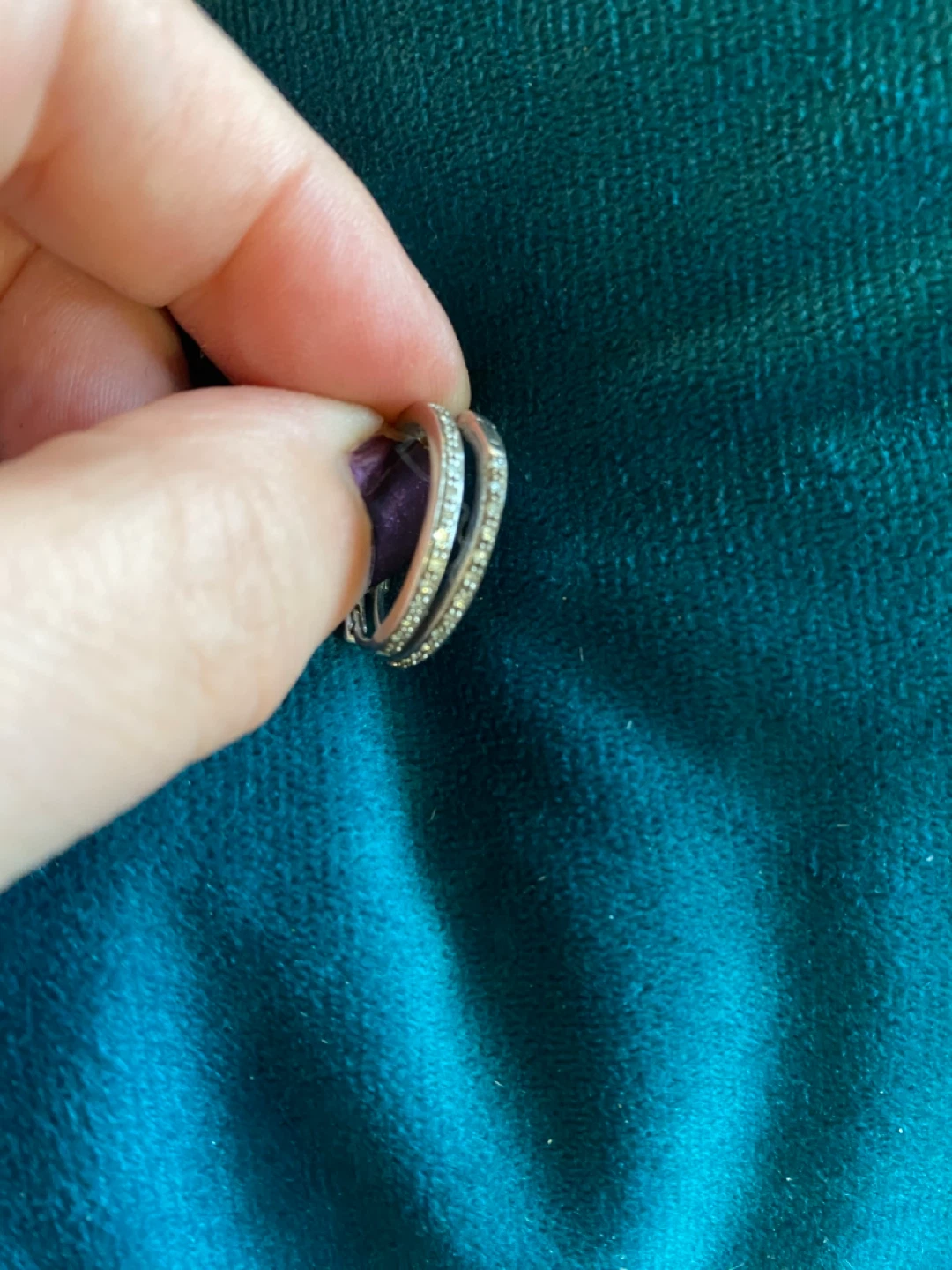 Silver and diamond Hoop Earrings - photo 5
