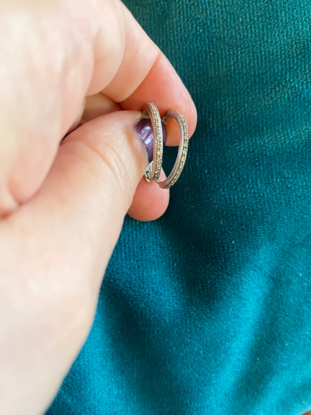 Silver and diamond Hoop Earrings - photo 4