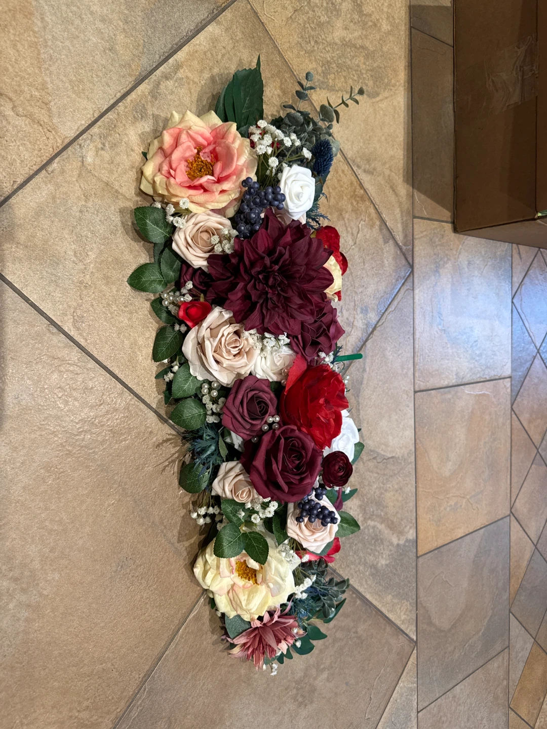 Floral Arrangement Centerpiece - Burgundy & Blush - photo 3