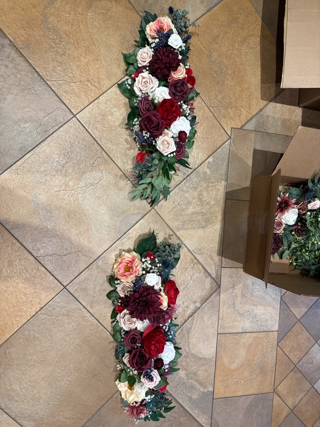 Floral Arrangement Centerpiece - Burgundy & Blush