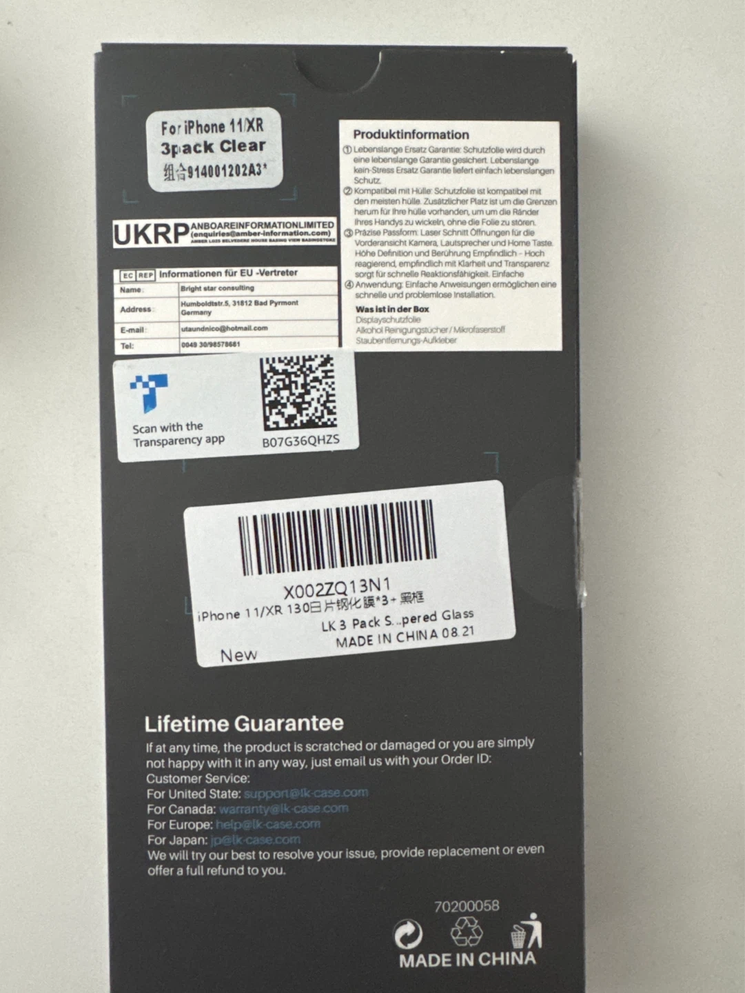 iPhone 11/XR - clear glass screen protector (2 Pack) - photo 2