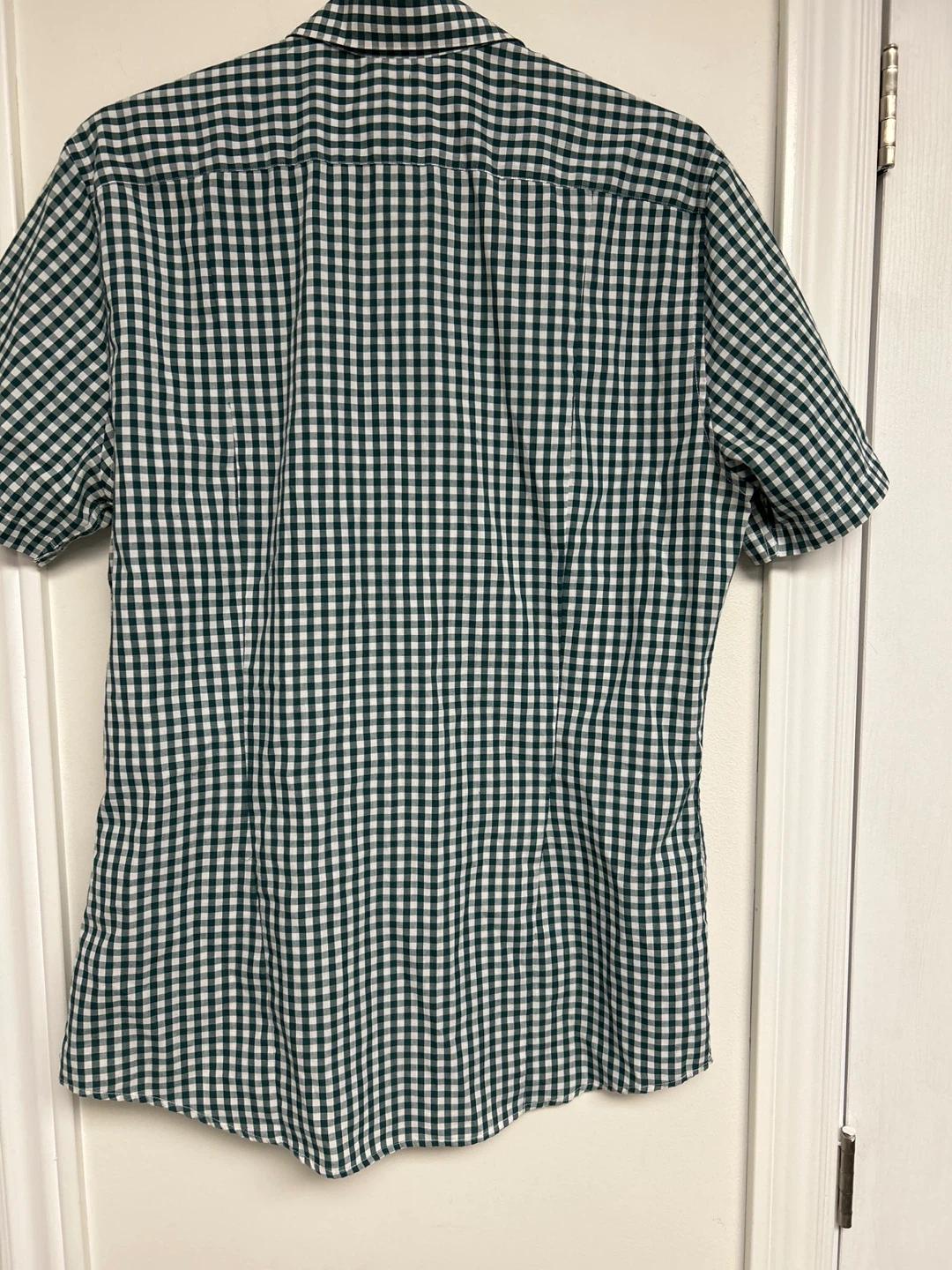 H&M Men's Green Gingham Slim Fit Short Sleeve Shirt - Medium - photo 3