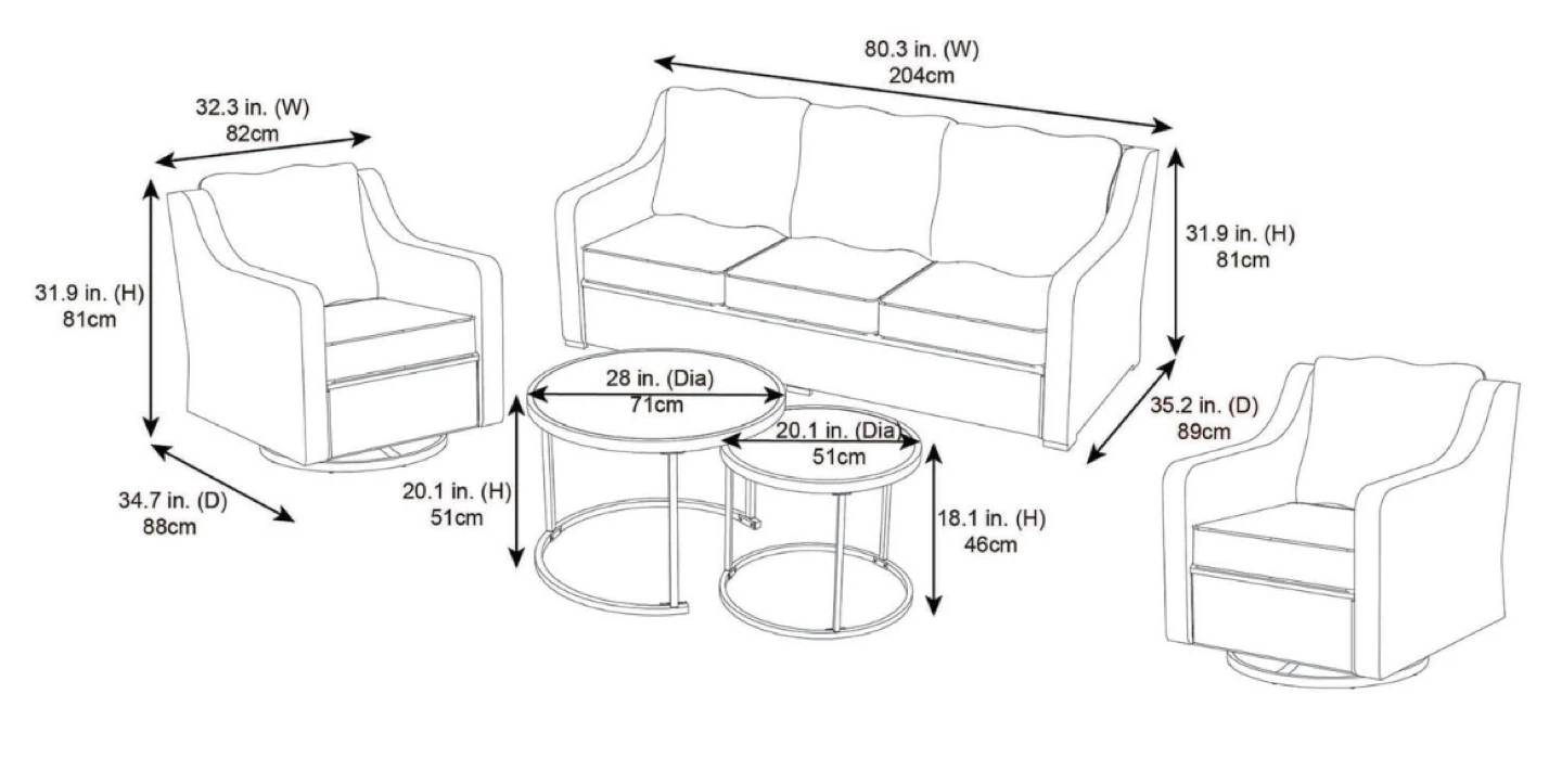 River Oaks 5-Piece Patio Outdoor Set - photo 2
