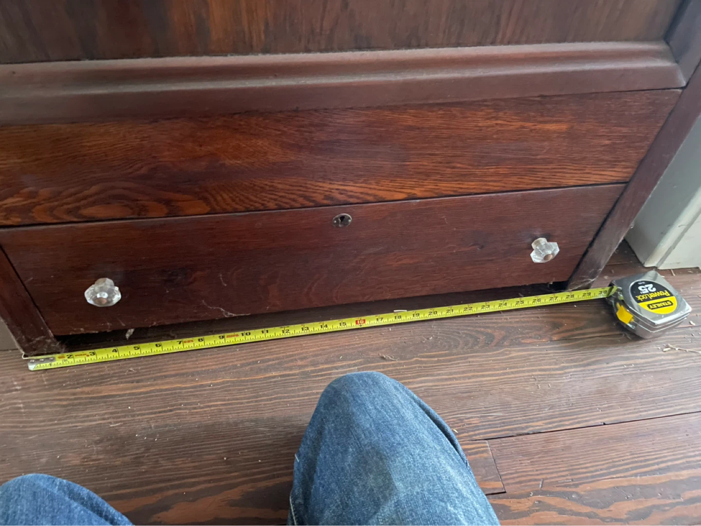 Antique Oak Cabinet with Glass Knobs - photo 5