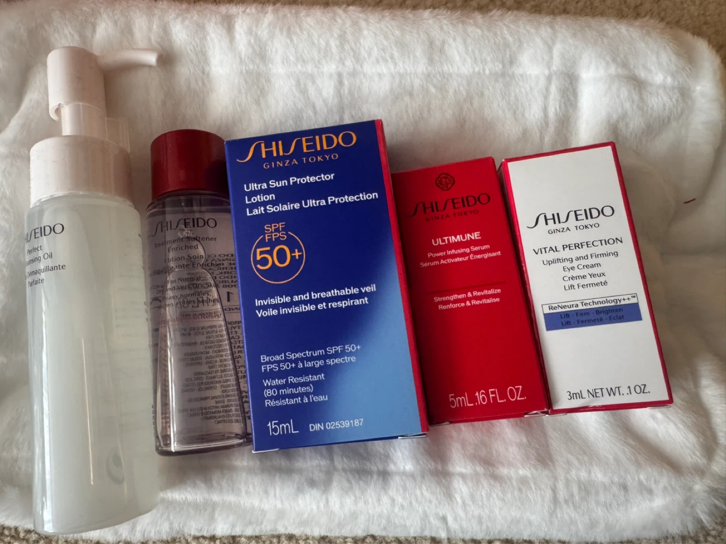 Shiseido Skincare Set: Sunscreen, Serum,