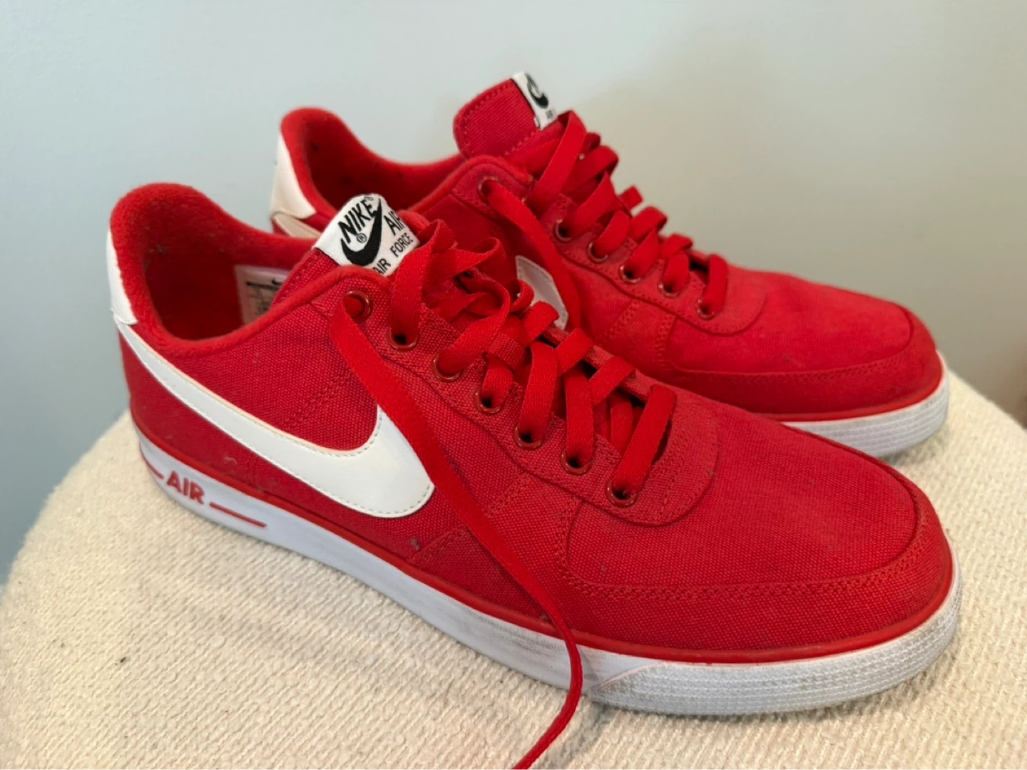 Nike Air Force 1 Red Canvas Sneakers Men's US 11