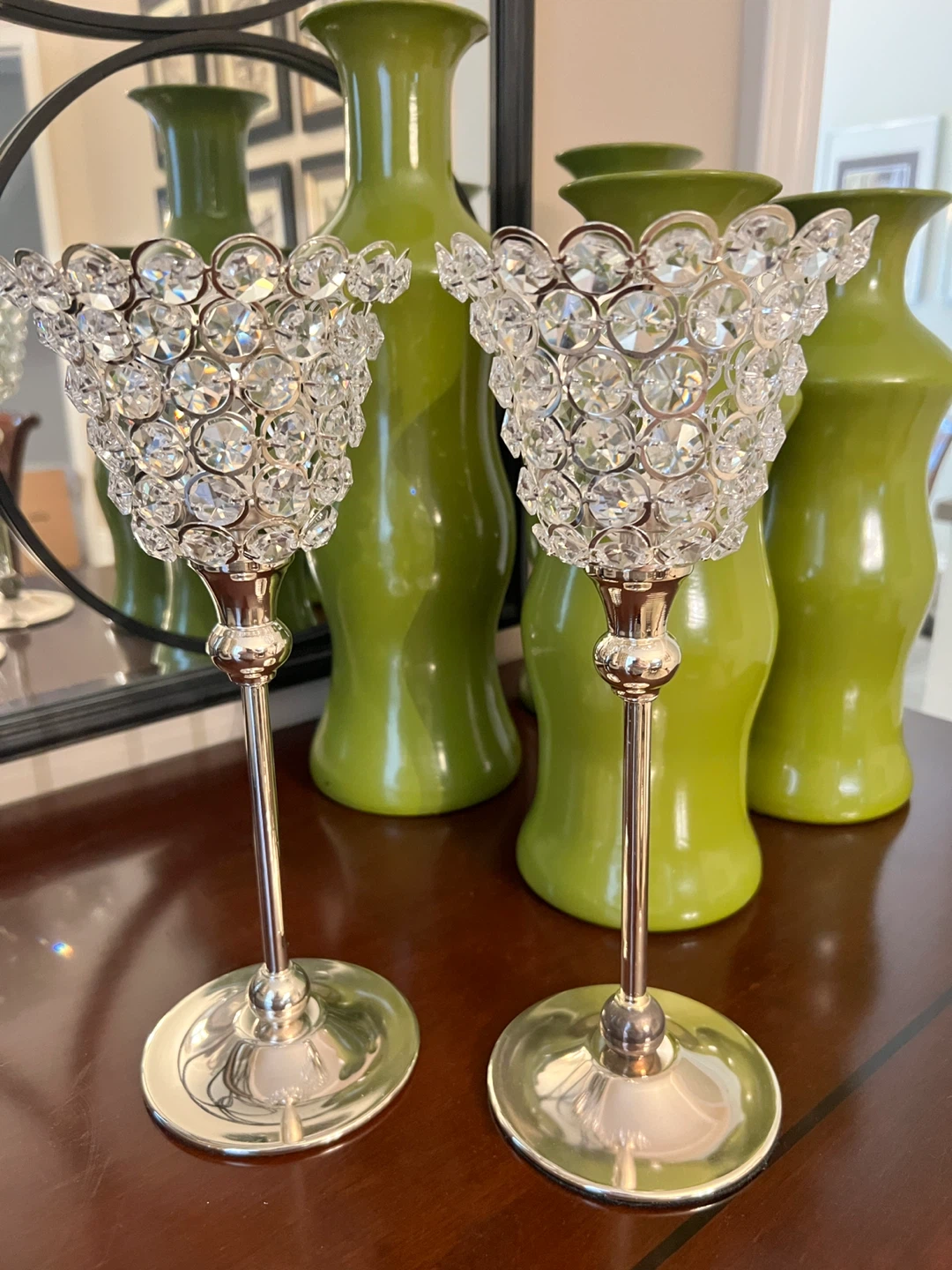 Pair of Crystal Candle Holders