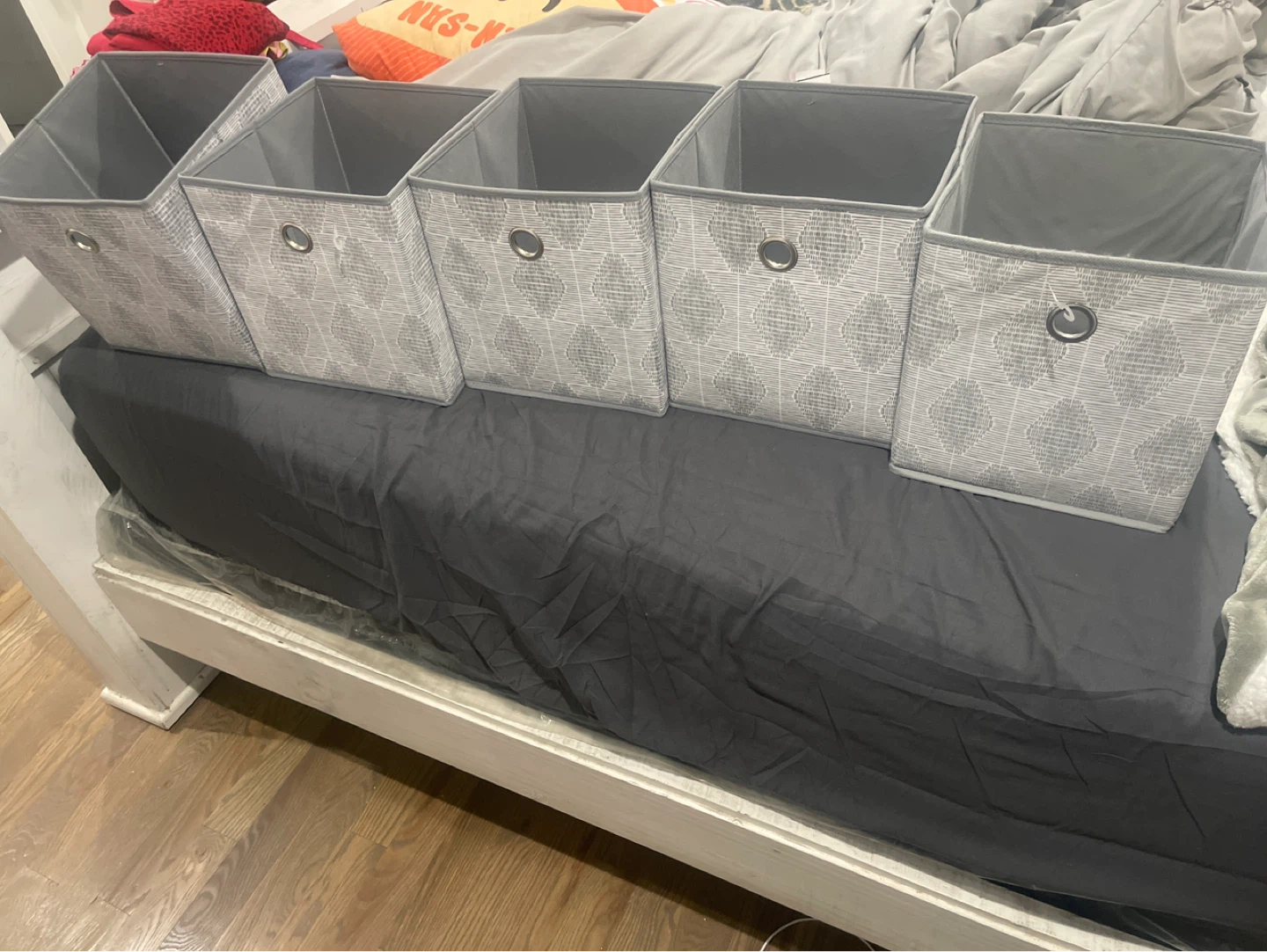 Set of 5 Gray Storage Bins - photo 2