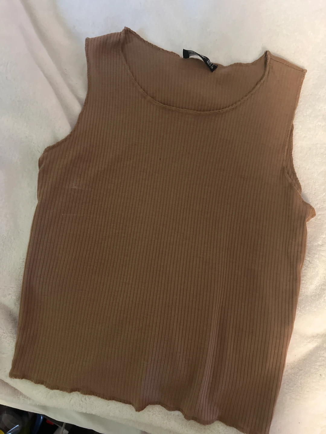 Ambar ribbed tank top - brown, L