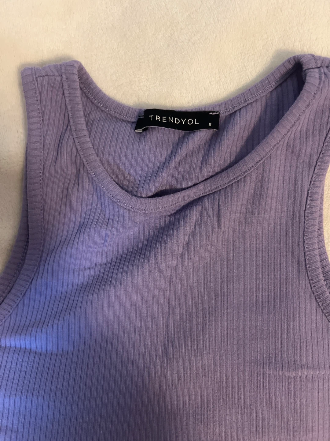 TRENDYOL Purple Ribbed Tank Top - Size S - photo 2