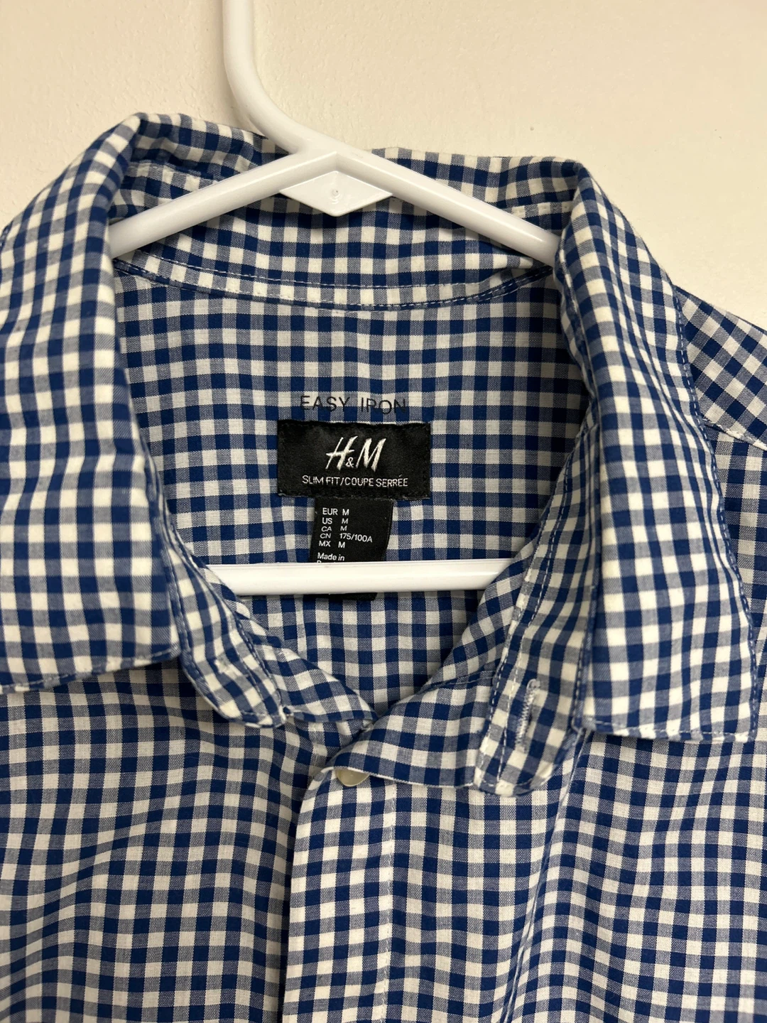 H&M Men's Short Sleeve Shirt - Blue/White - Medium - photo 2