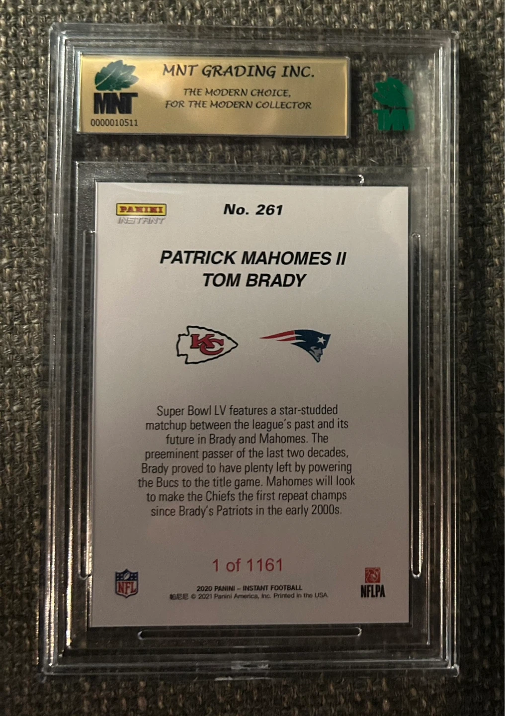 2020 Panini Instant NFL Super Bowl LV Brady / Mahomes MNT 9.5 - photo 3