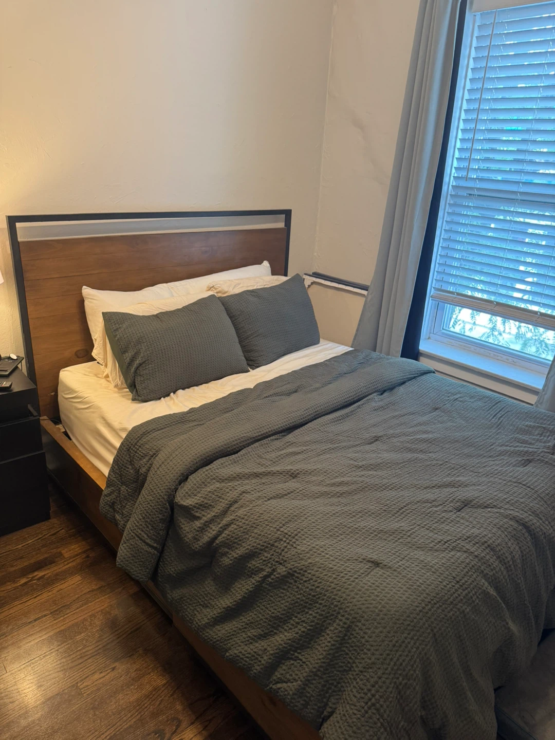 Wooden Headboard Storage Bed Frame