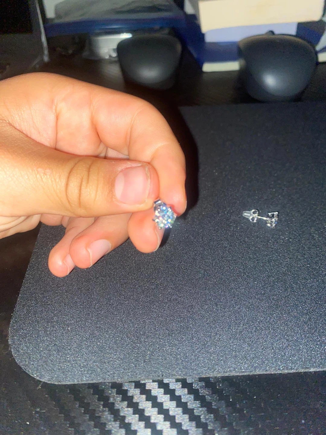 Iced out stud earrings, brand new, *PASSES DIAMOND TESTER* - photo 2