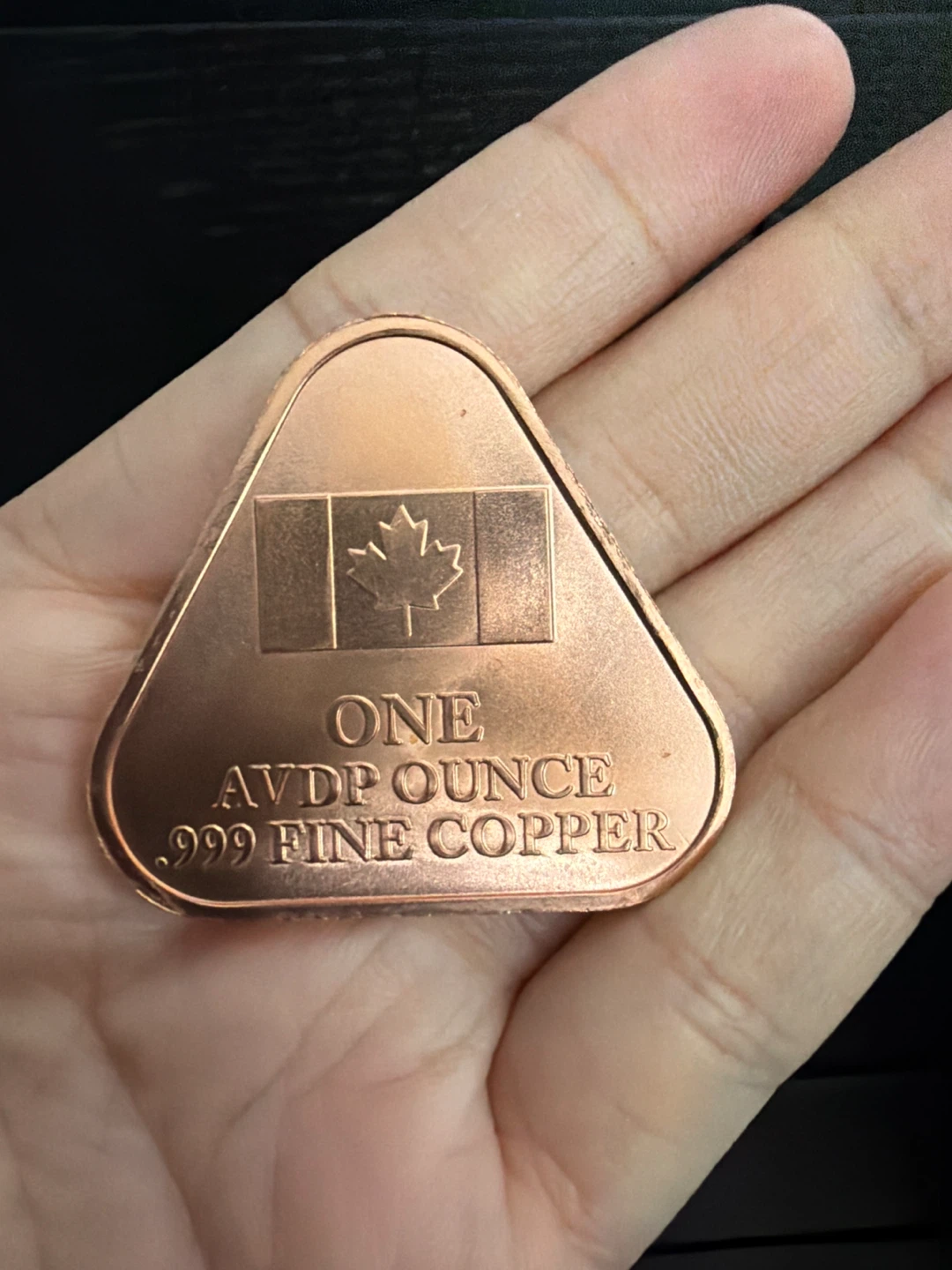 One AVDp Ounce .999 Fine Copper Round Canada Maple Leaf - photo 2