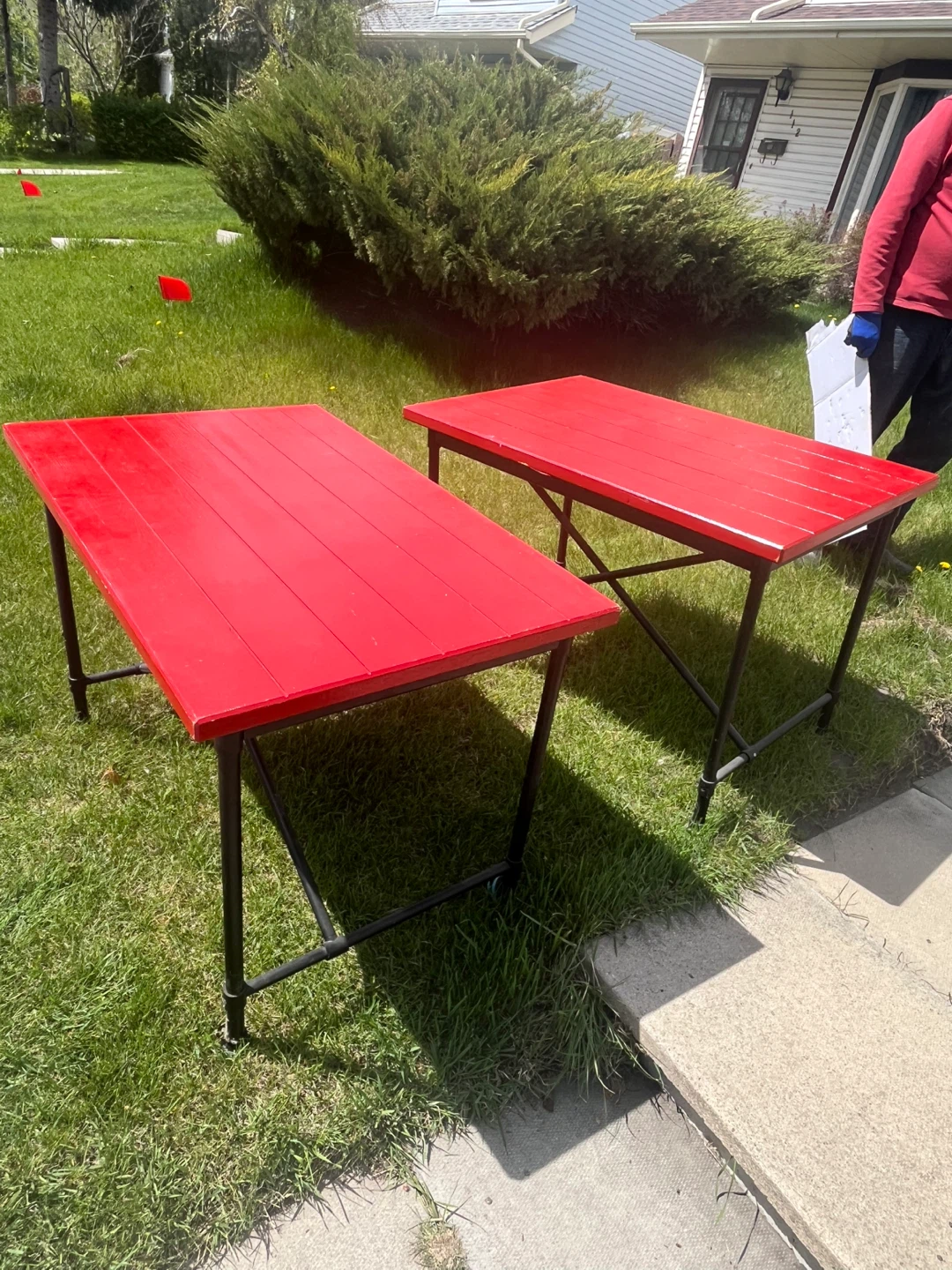Two Red Outdoor Tables - photo 2