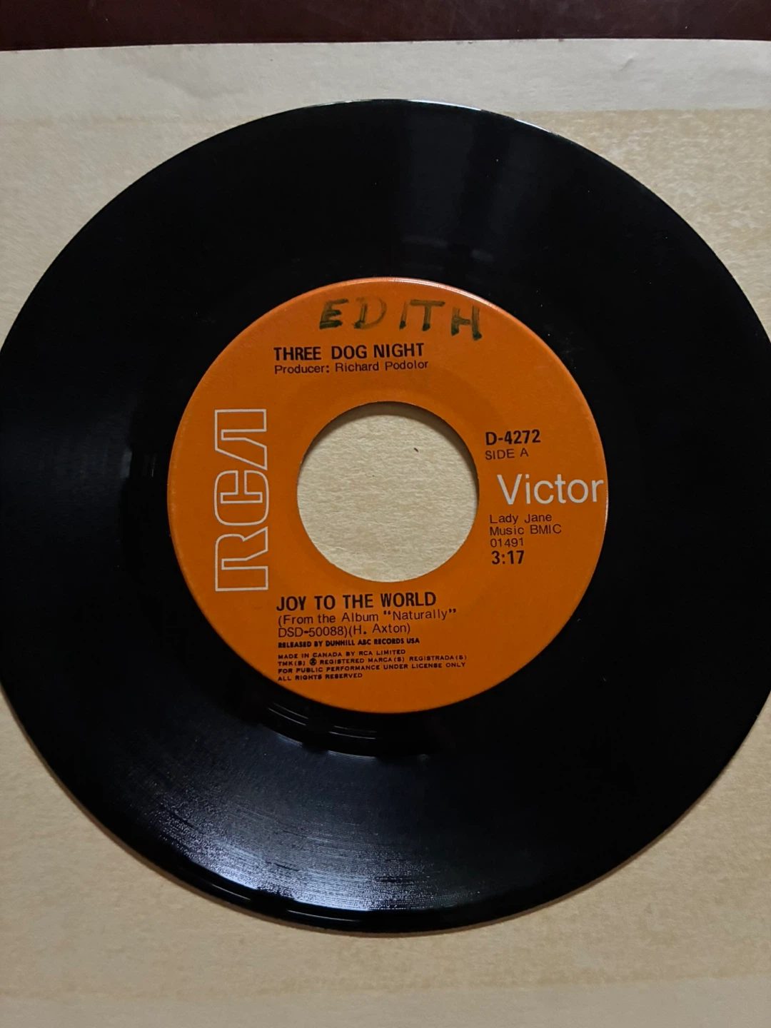 Three Dog Night – Joy To The World 45 vinyl record 1971 - photo 4