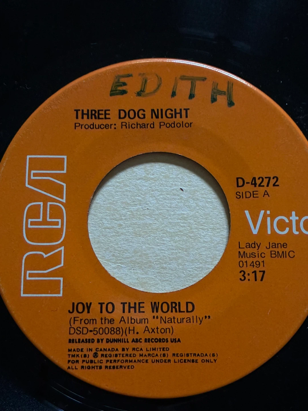 Three Dog Night – Joy To The World 45 vinyl record 1971 - photo 5