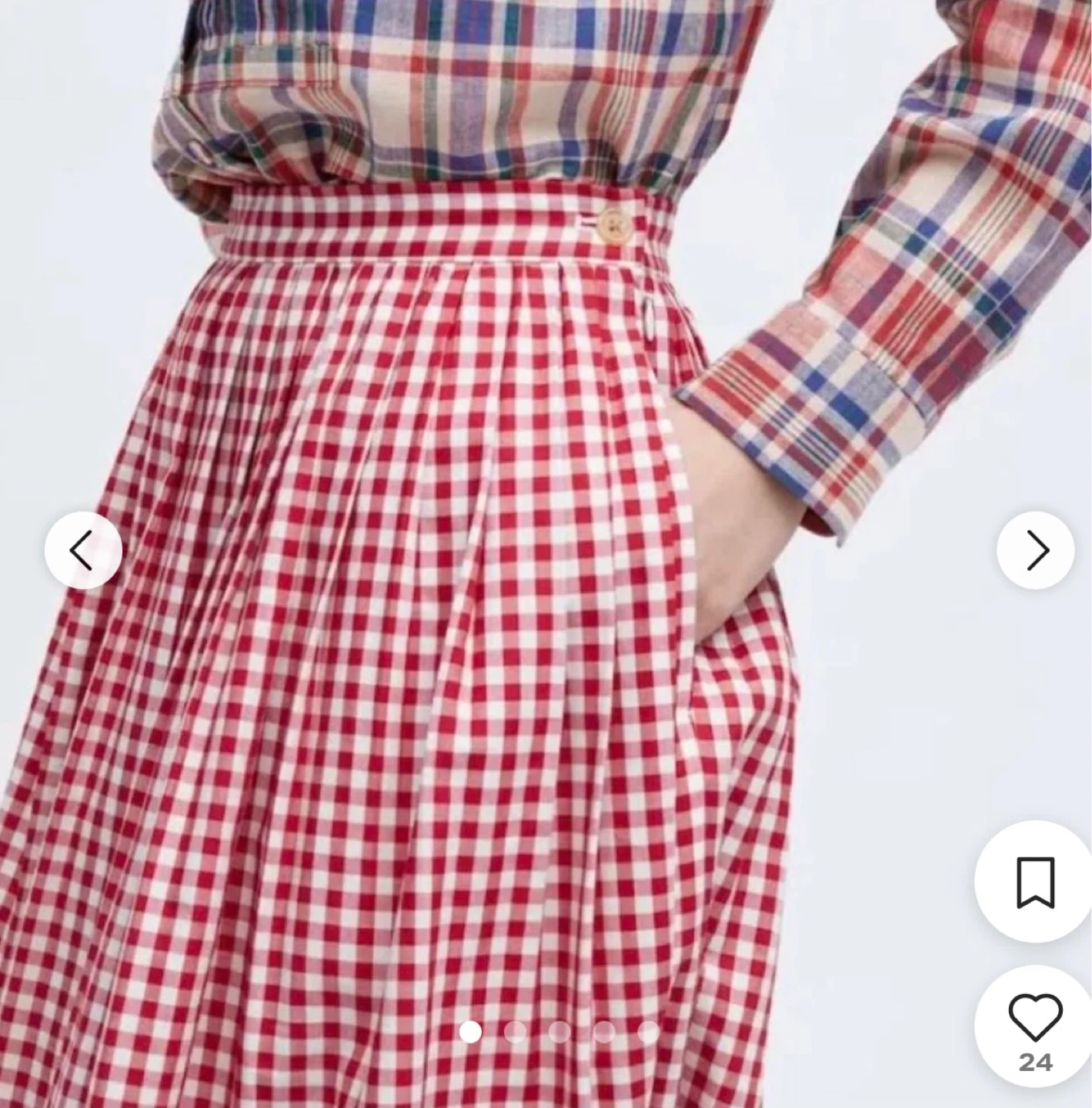 UNIQLO x Ines de la Fressange Gingham Midi Skirt - Red - photo 4