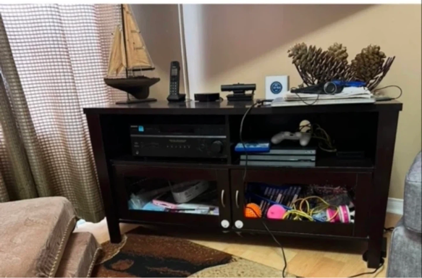 Dark Wood TV Stand Entertainment Center