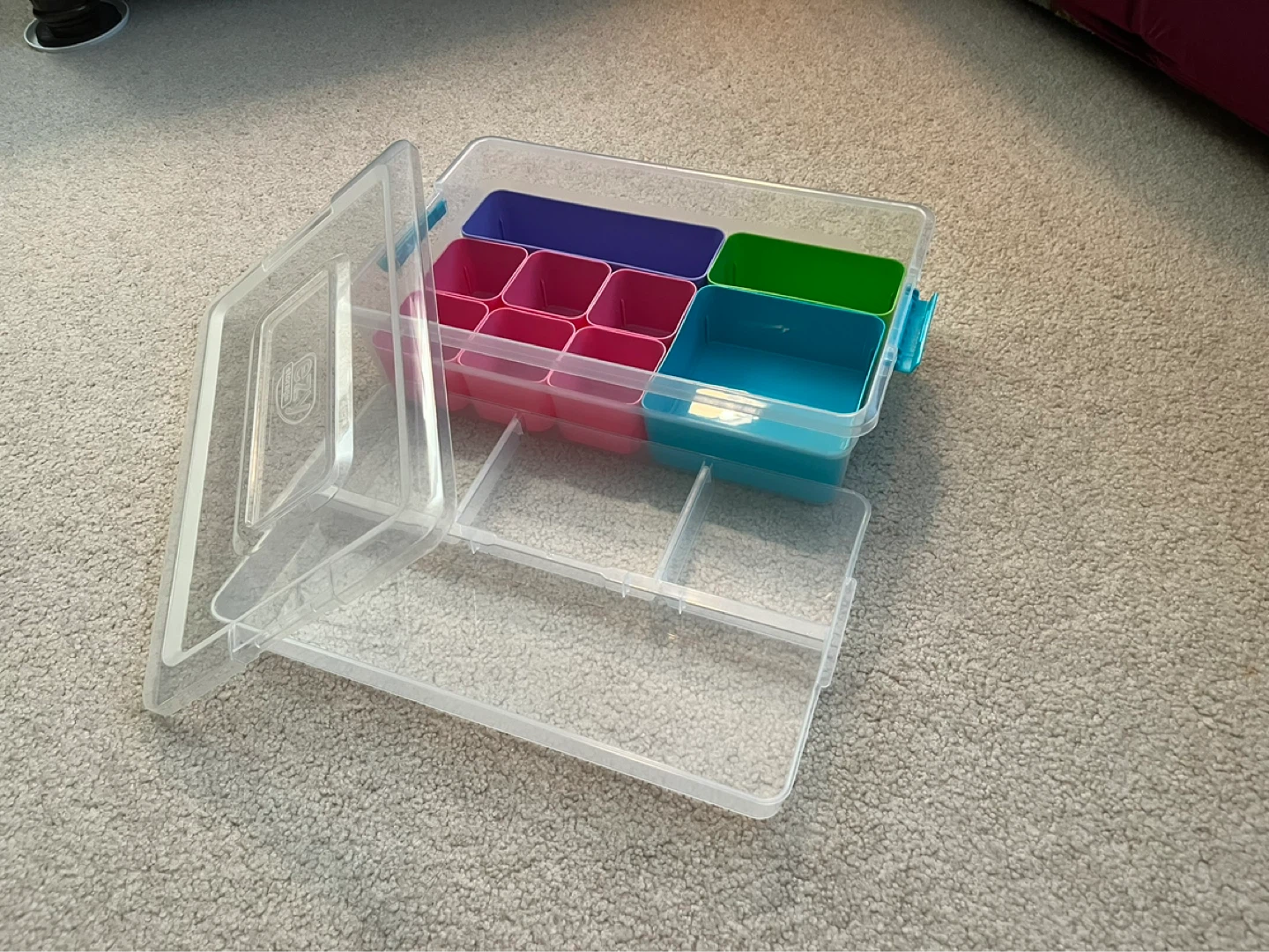 2 Layer Storage Craft Organizer Box with Compartments - LIKE NEW