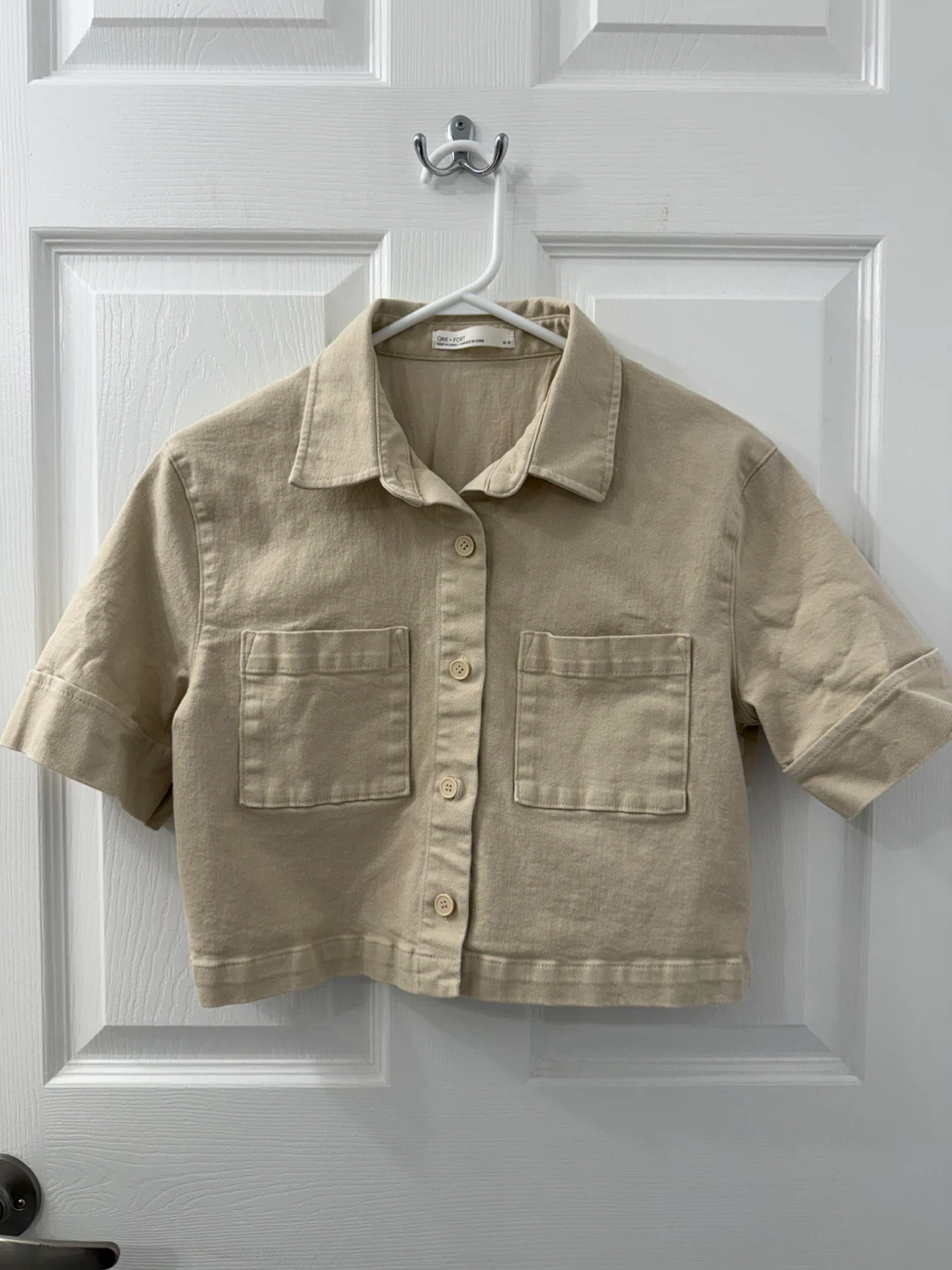 OAK + FORT Beige Short Sleeve Shirt XS-TP
