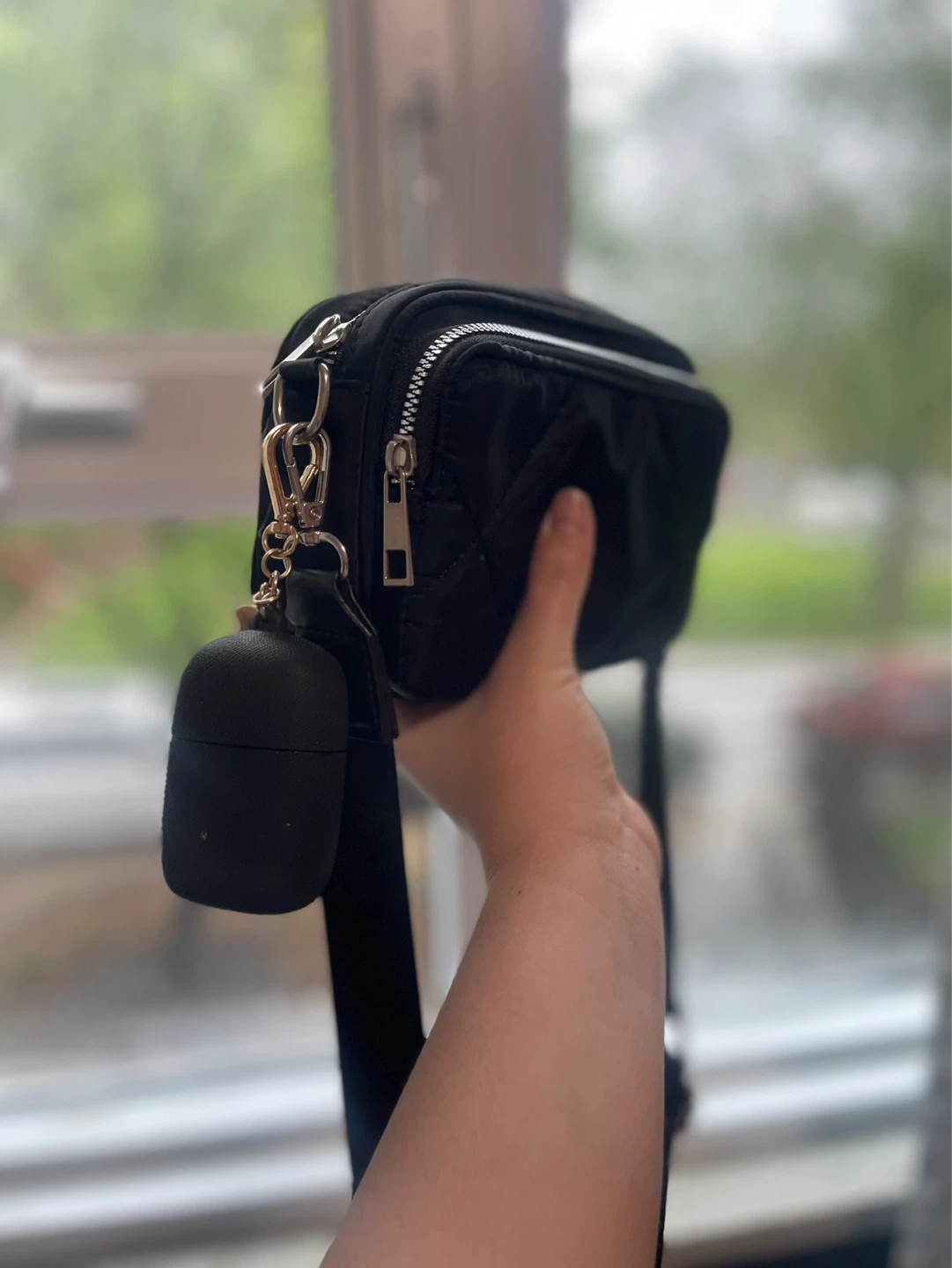 Black Quilted Crossbody Bag with Detachable Pouch - photo 3
