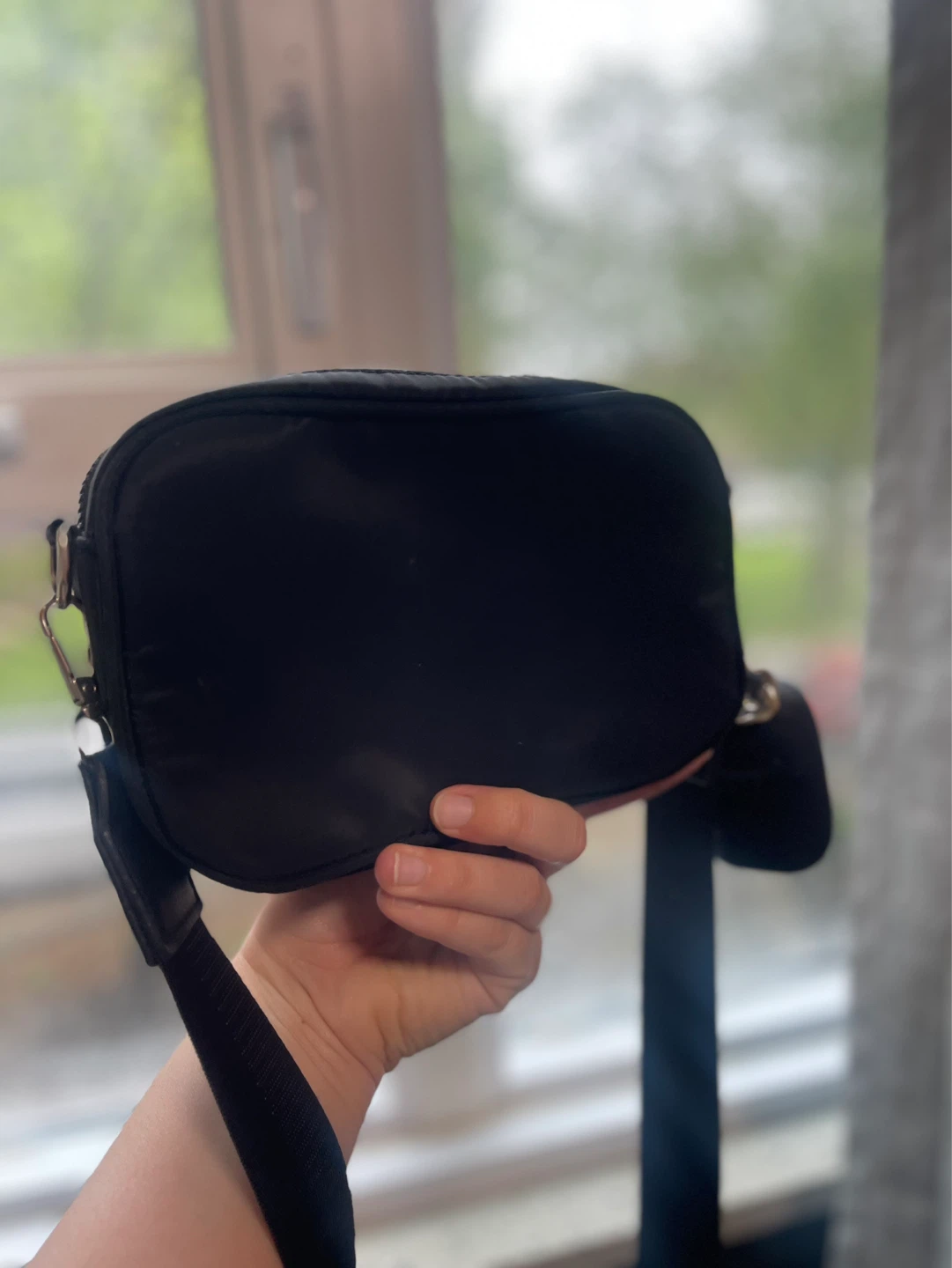 Black Quilted Crossbody Bag with Detachable Pouch - photo 4
