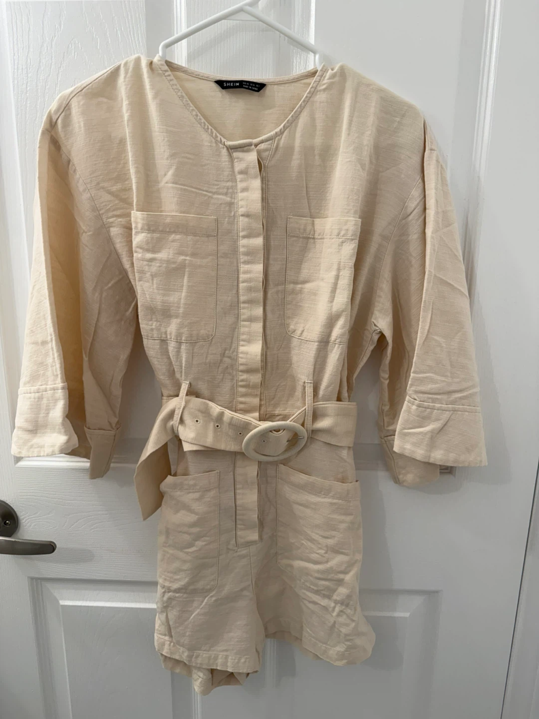 SHEIN Women's XS Cream Linen Blend Romper