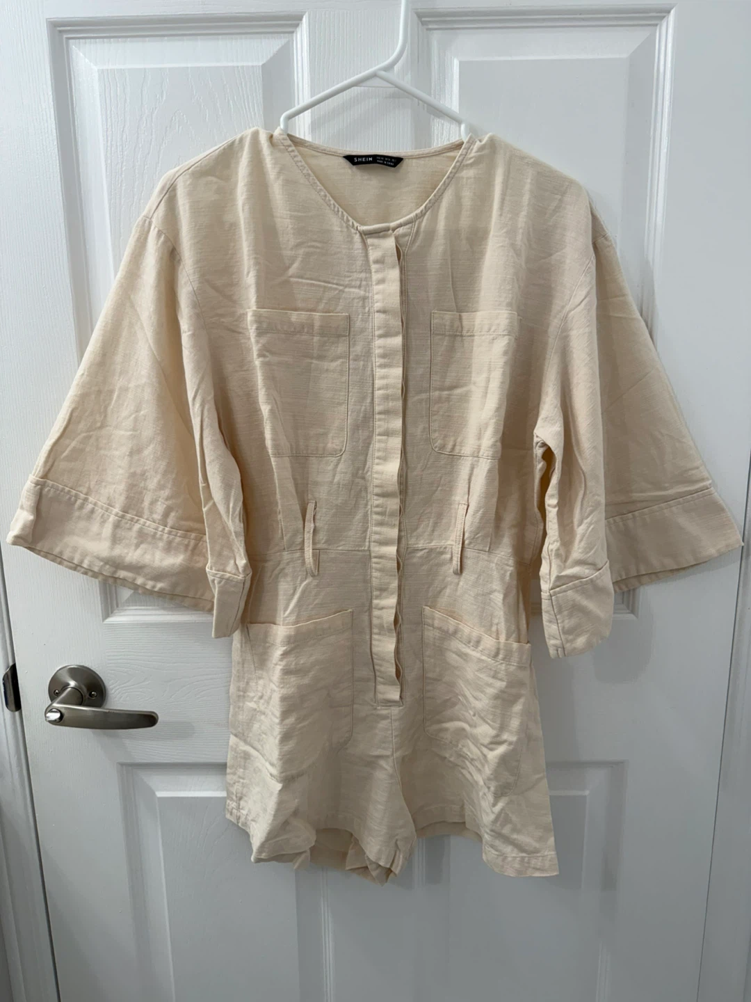 SHEIN Women's XS Cream Linen Blend Romper - photo 2
