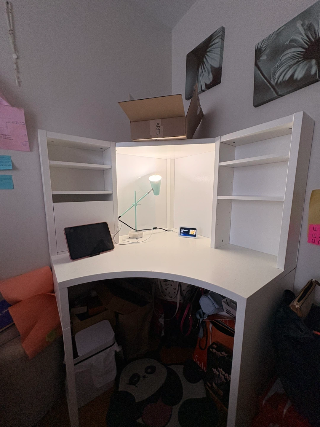IKEA White Corner Desk with Shelves
