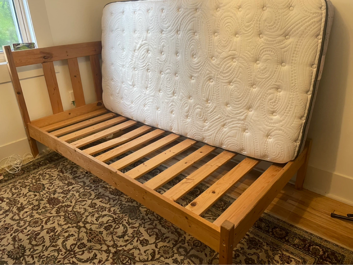 Twin Mattress and Wooden Bed Frame - photo 2