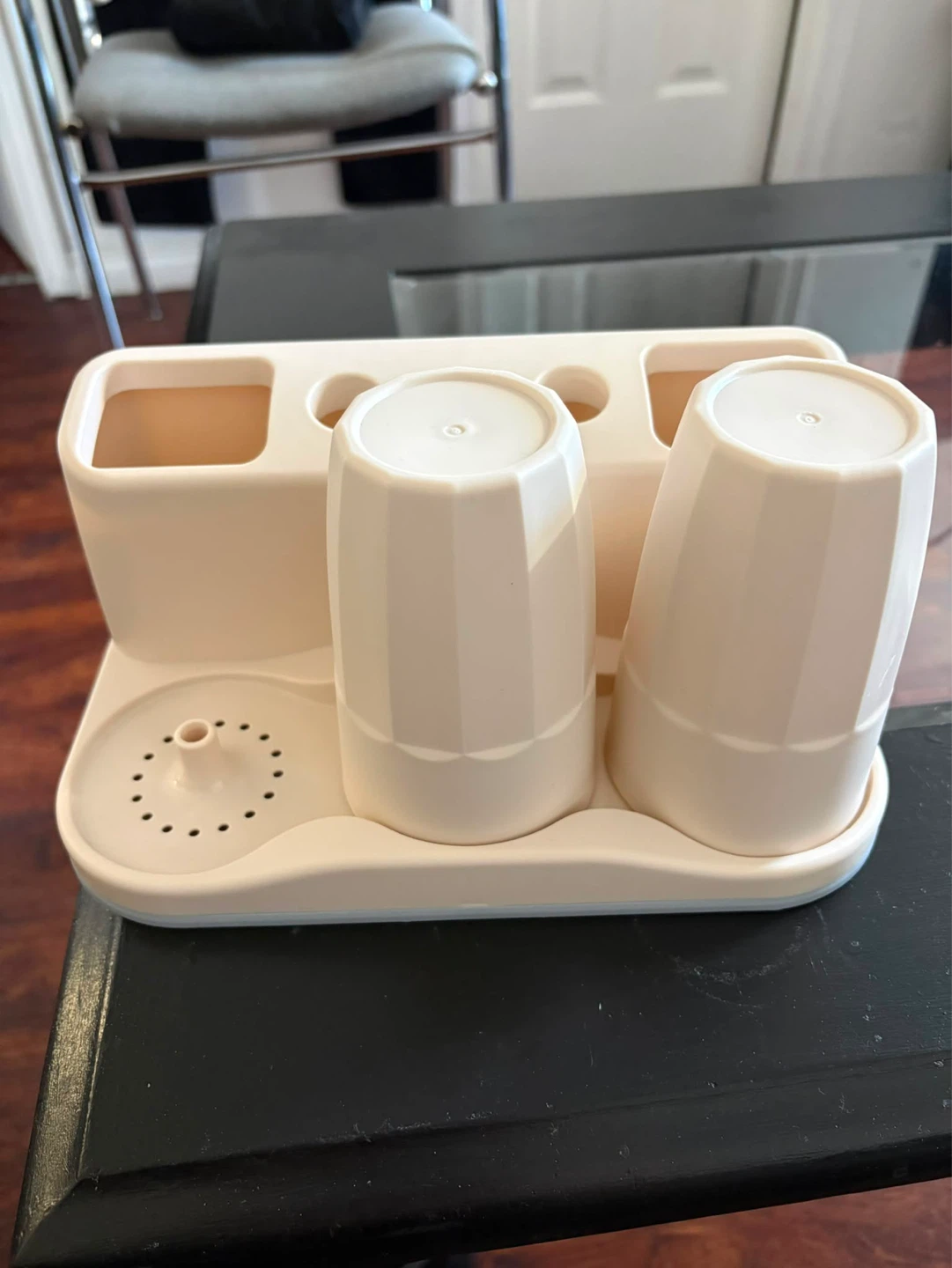 Beige Toothbrush Holder Set with 2 Cups