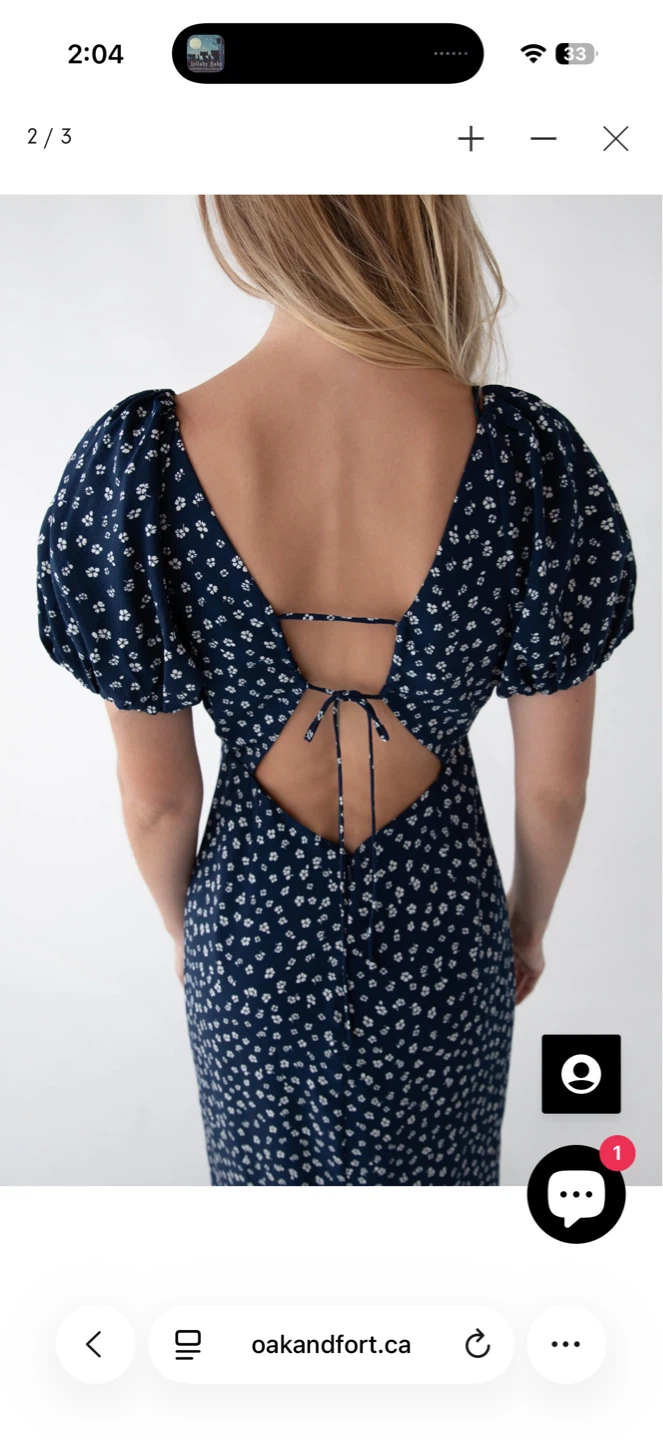 Oak and Fort Navy Floral Puff Sleeve Midi Dress - photo 4