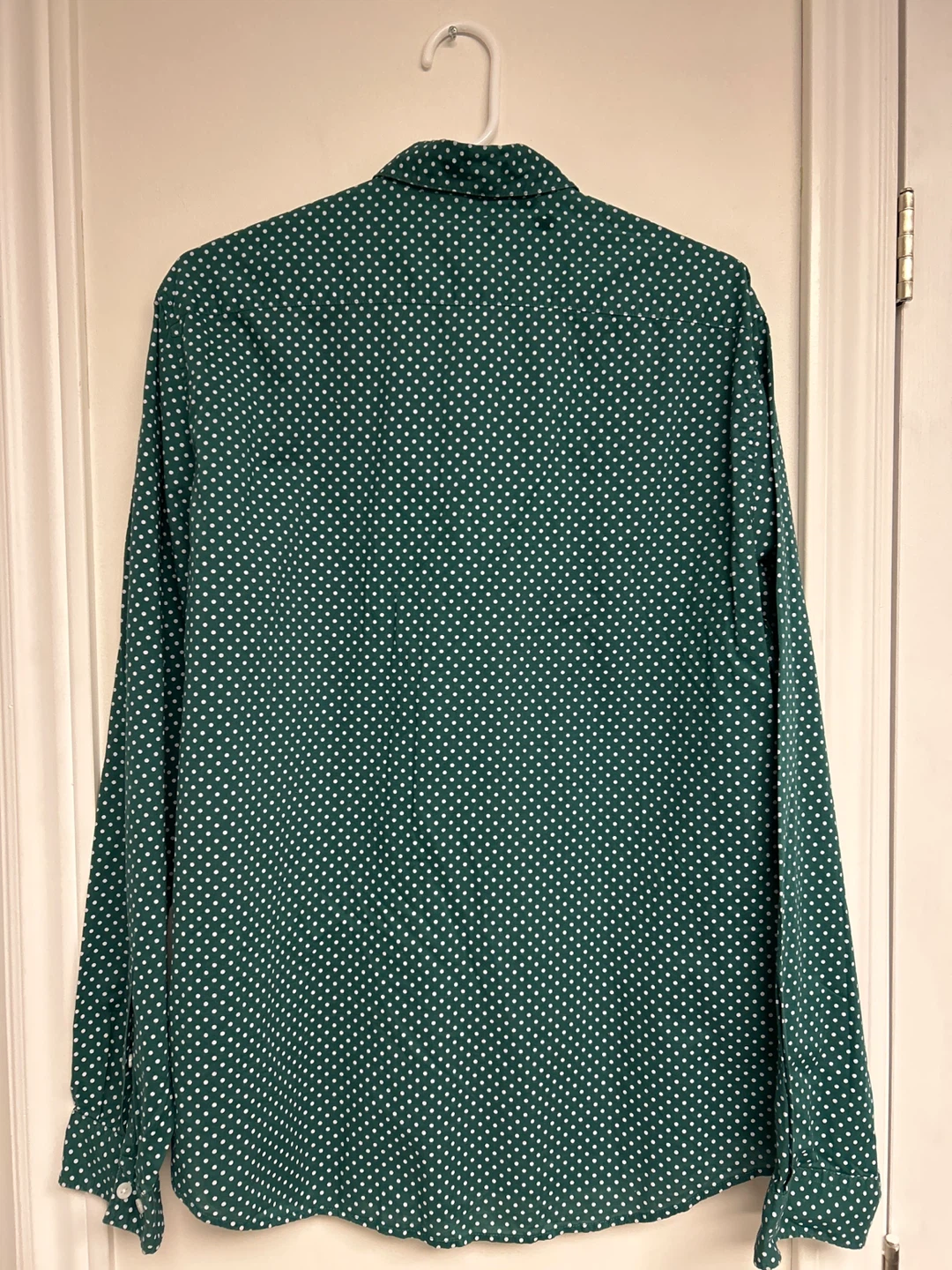 H&M Men's Green Polka Dot Button-Up Shirt - Size Medium - photo 3