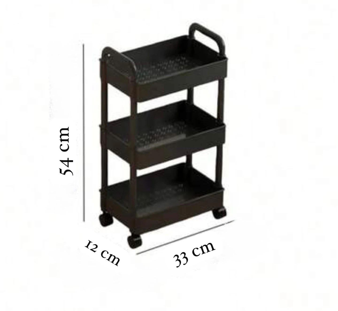 3-Tier Rolling Storage Cart Black - photo 2