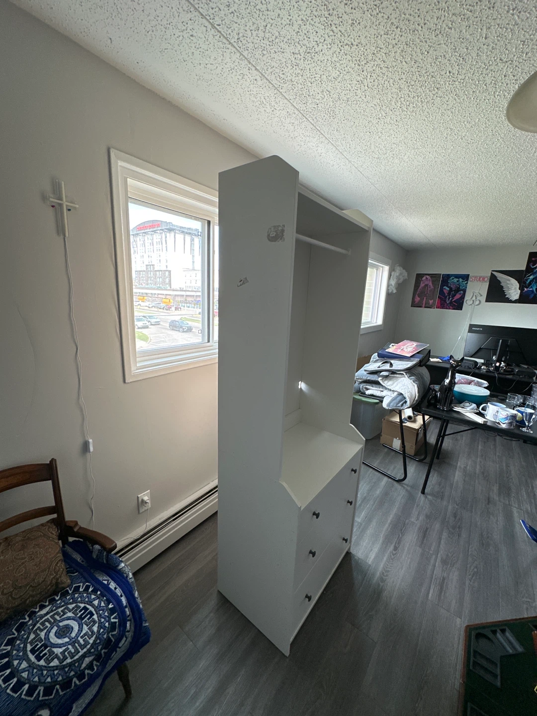 White Armoire with 3 Drawers and Hanging Rod - photo 2