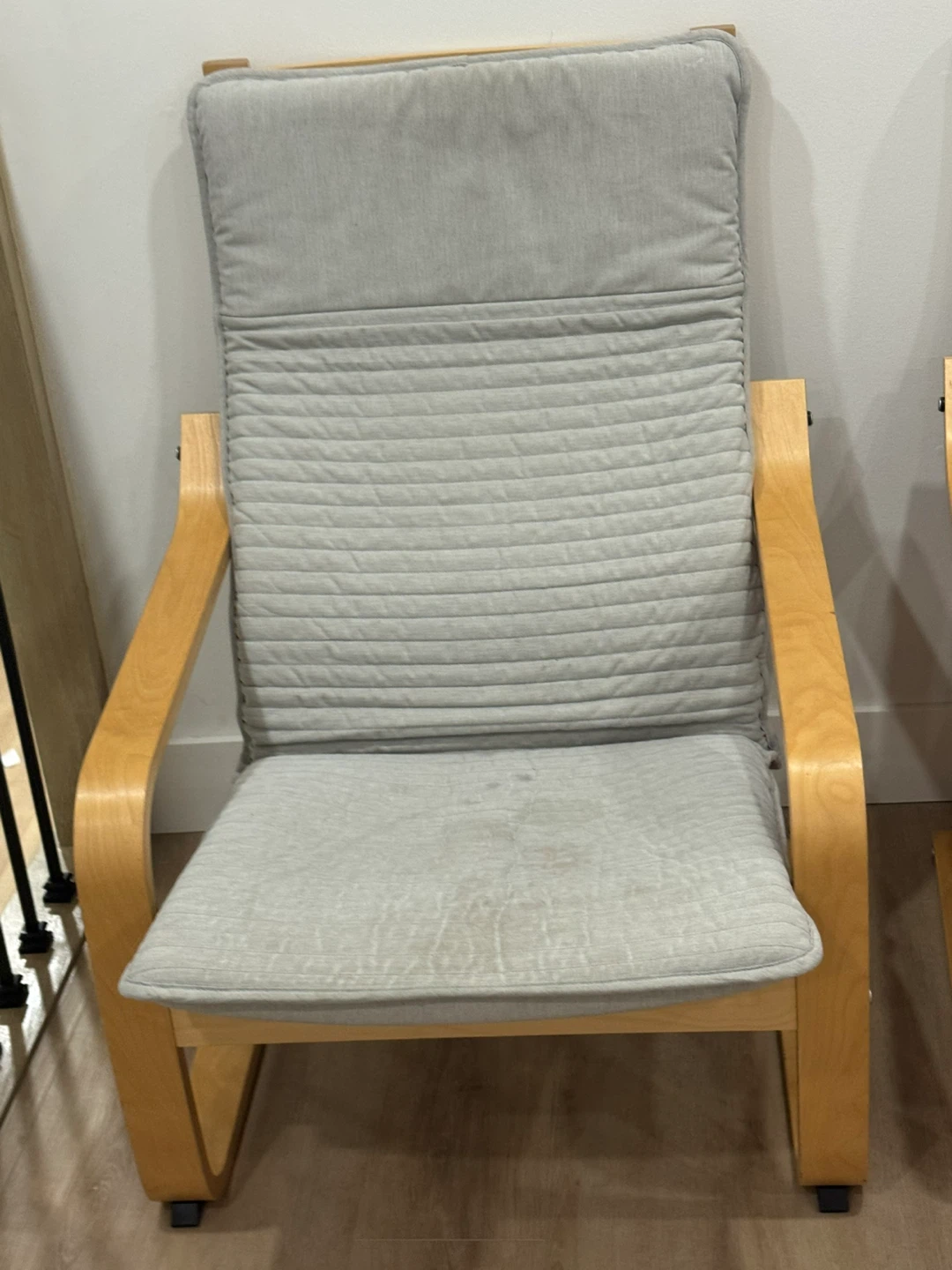 Grey Upholstered Accent Chair with Wooden Frame