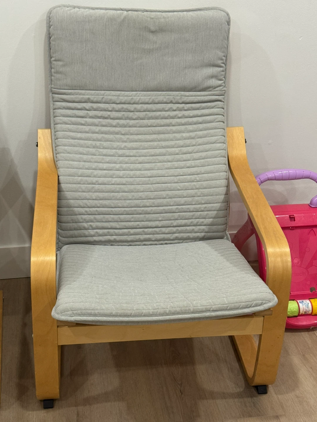 Grey Upholstered Accent Chair with Wooden Frame - photo 4