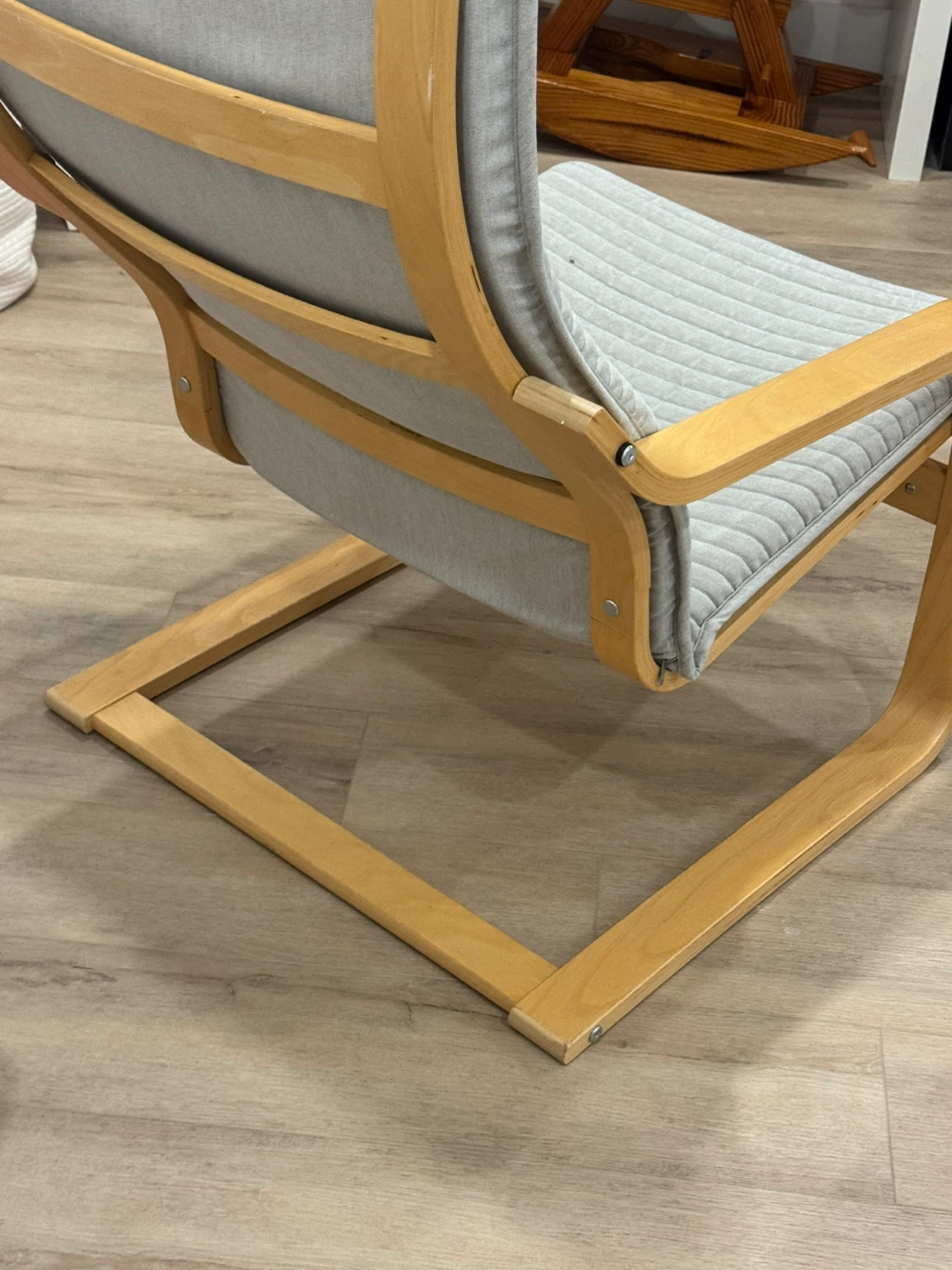 Grey Upholstered Accent Chair with Wooden Frame - photo 3