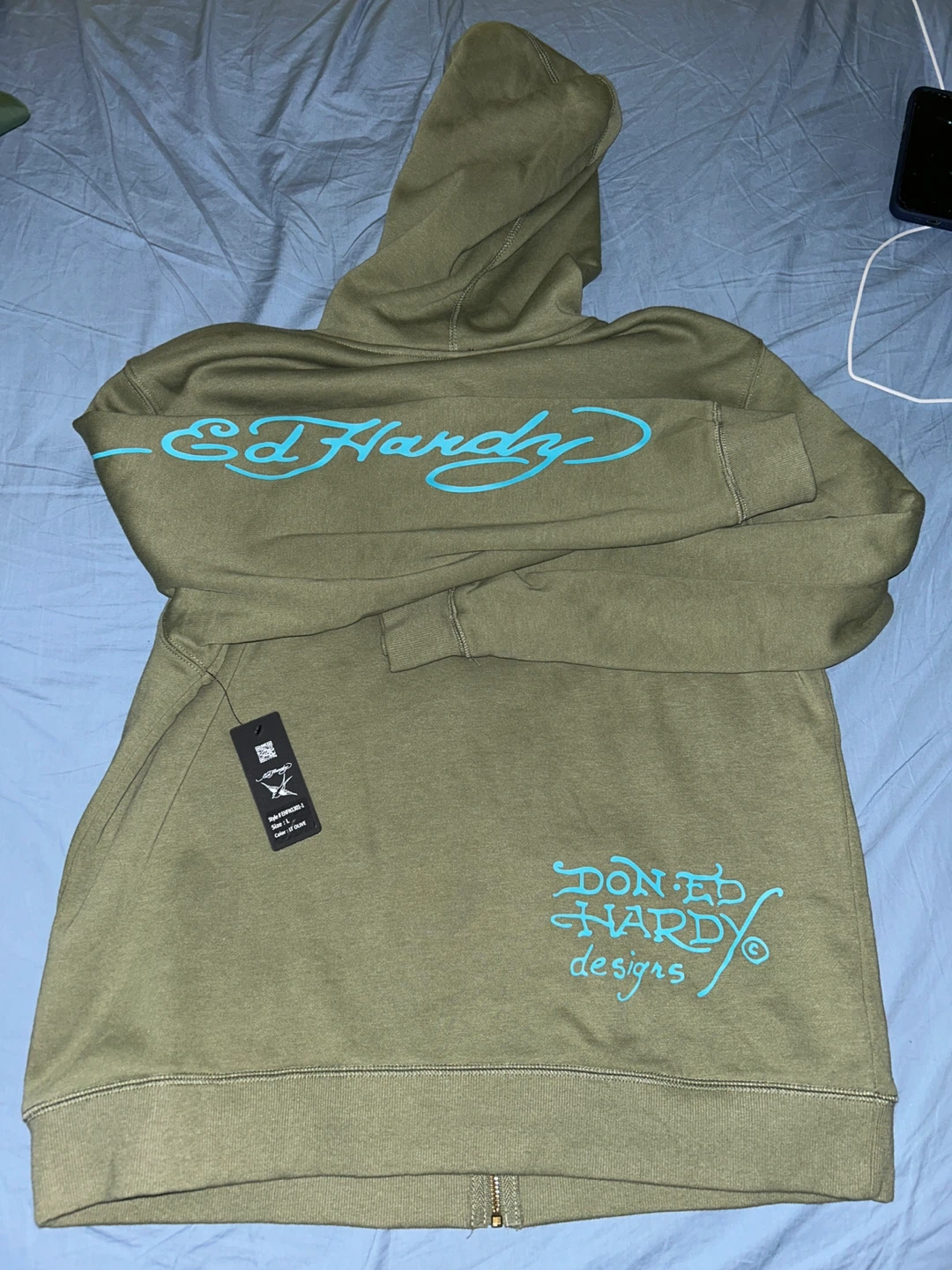 Ed Hardy Zip-Up Hoodie LT Olive Size L - photo 3