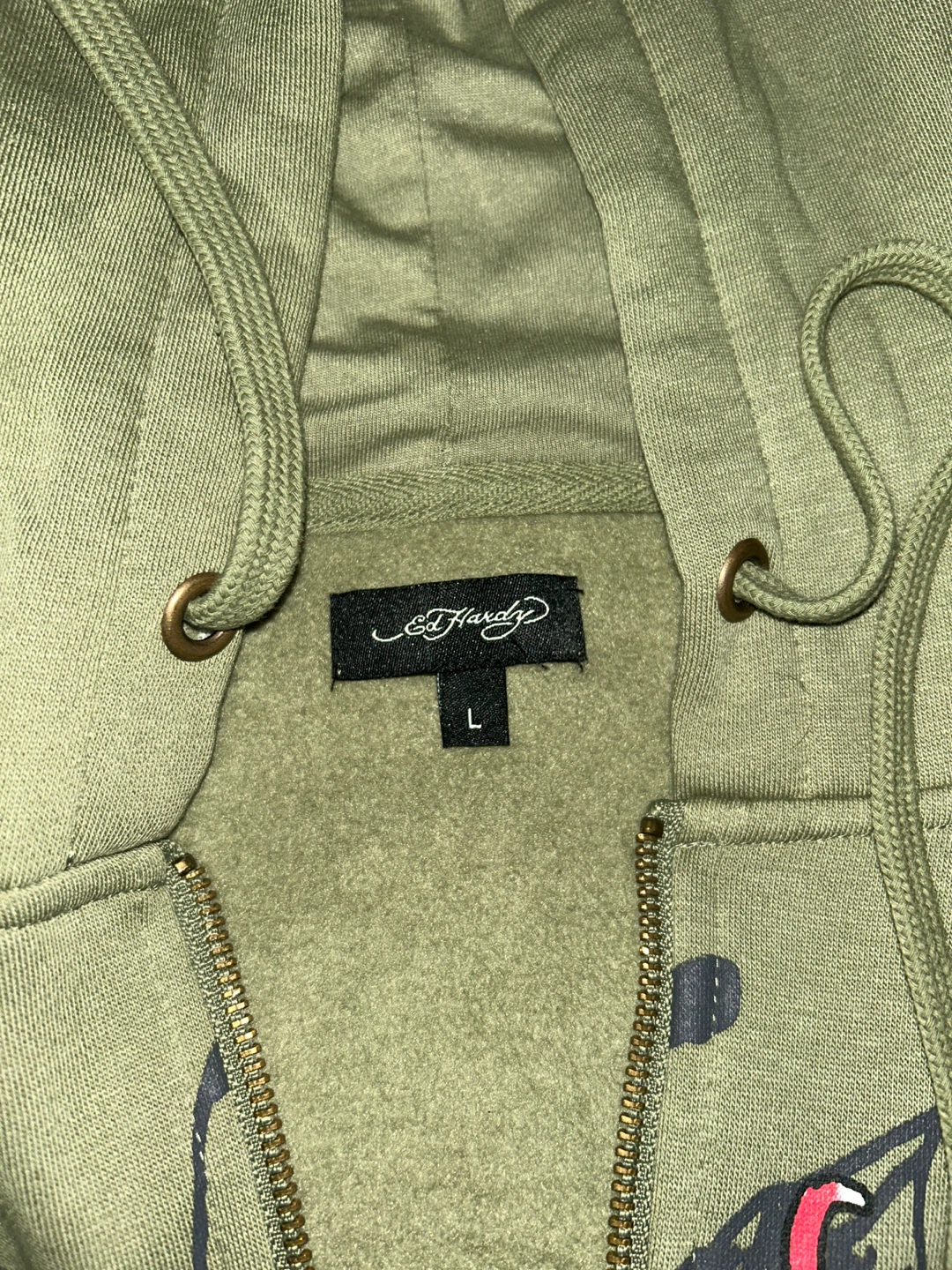 Ed Hardy Zip-Up Hoodie LT Olive Size L - photo 4
